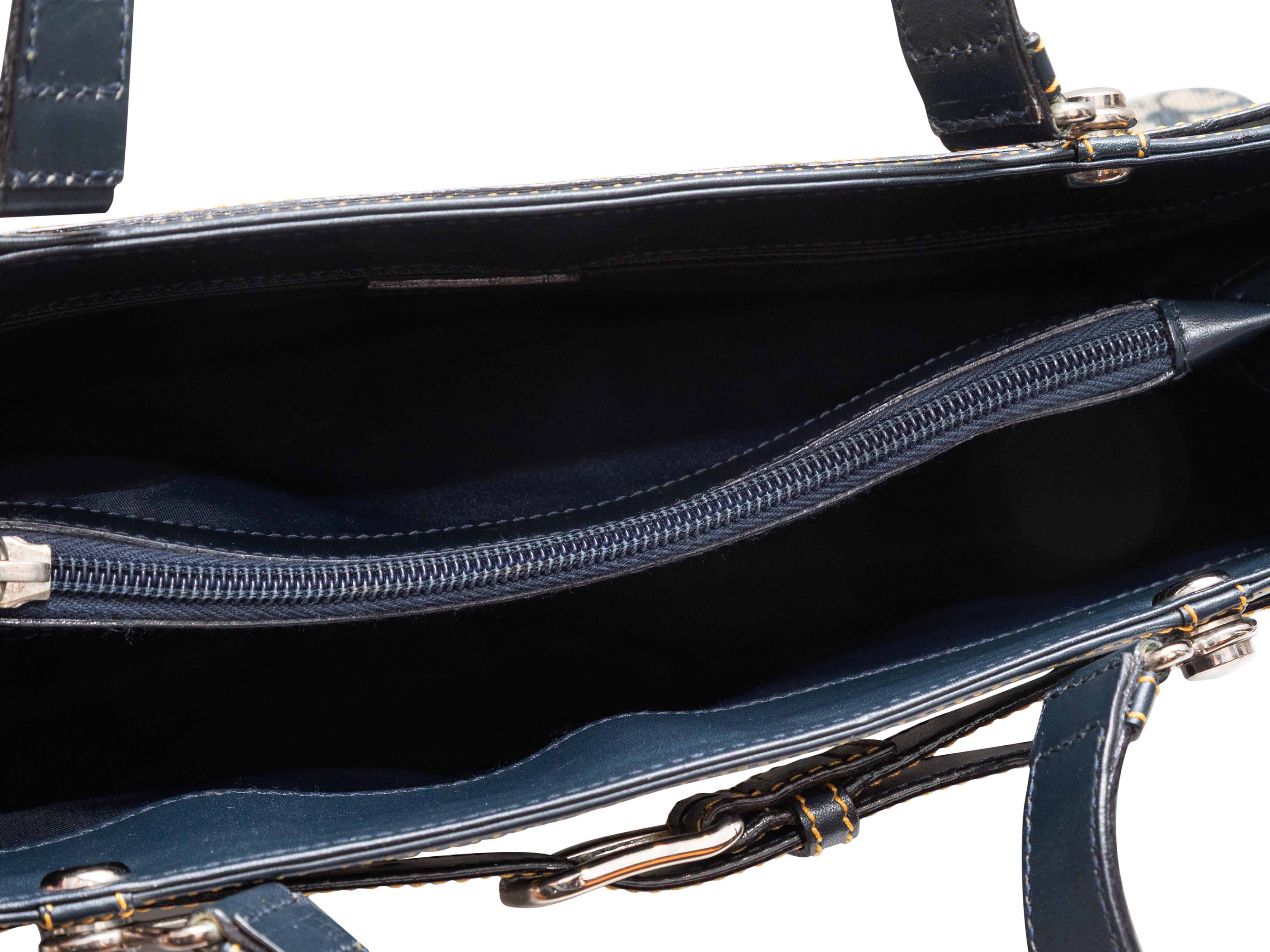 Navy & Beige Christian Dior Trotteur Oblique Handbag For Sale 1