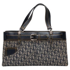 Navy & Beige Christian Dior Trotteur Oblique Handbag