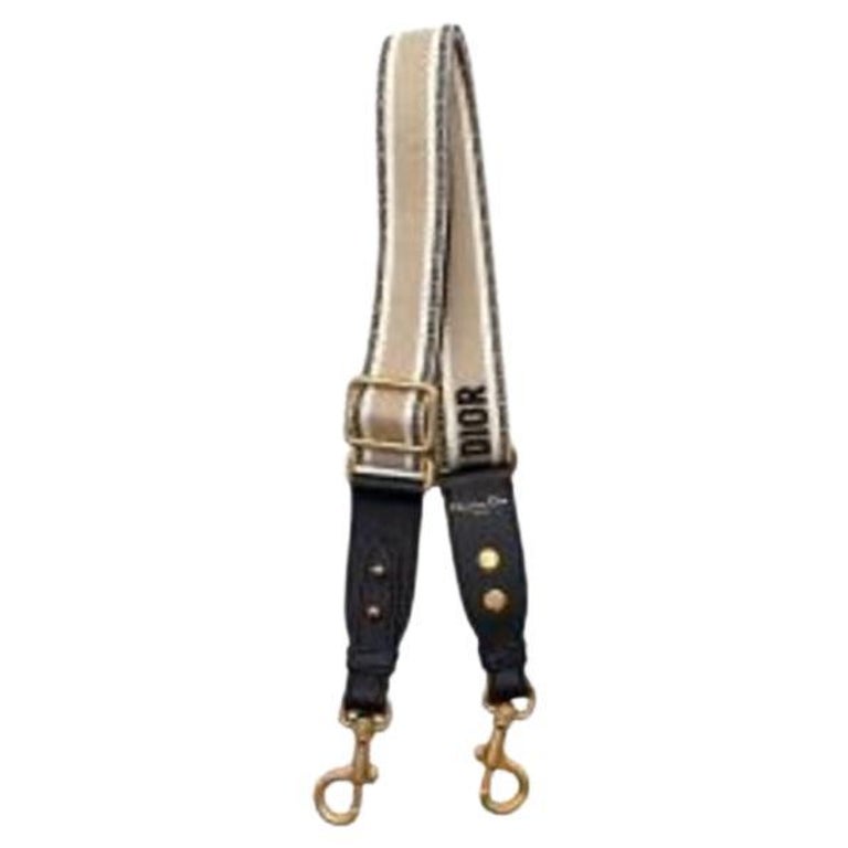 Navy and beige logo canvas bag strap For Sale at 1stDibs