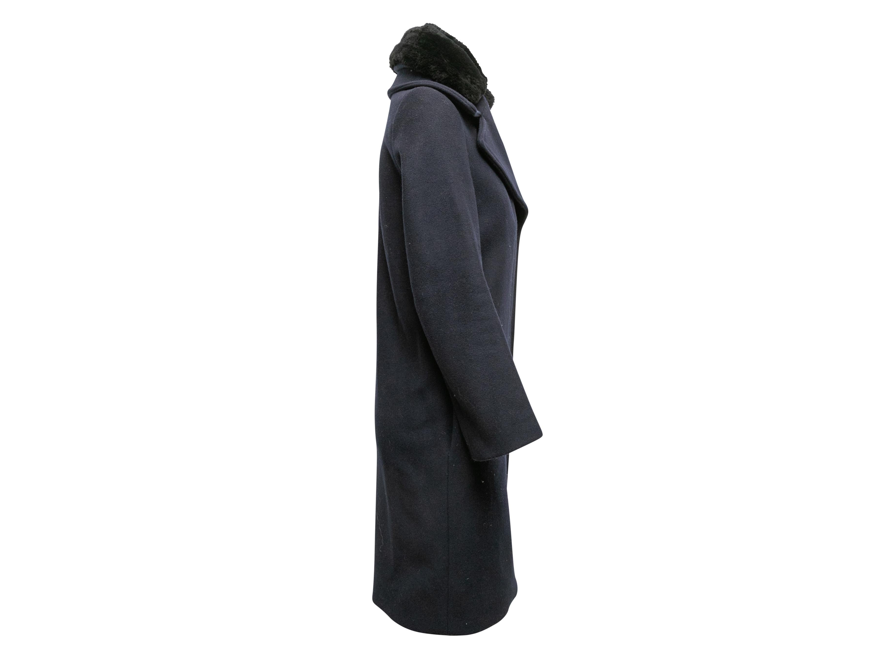 Marineblauer & schwarzer Acne Studios Mantel aus Wolle mit Shearling-Besatz Größe EU 32 (Schwarz)