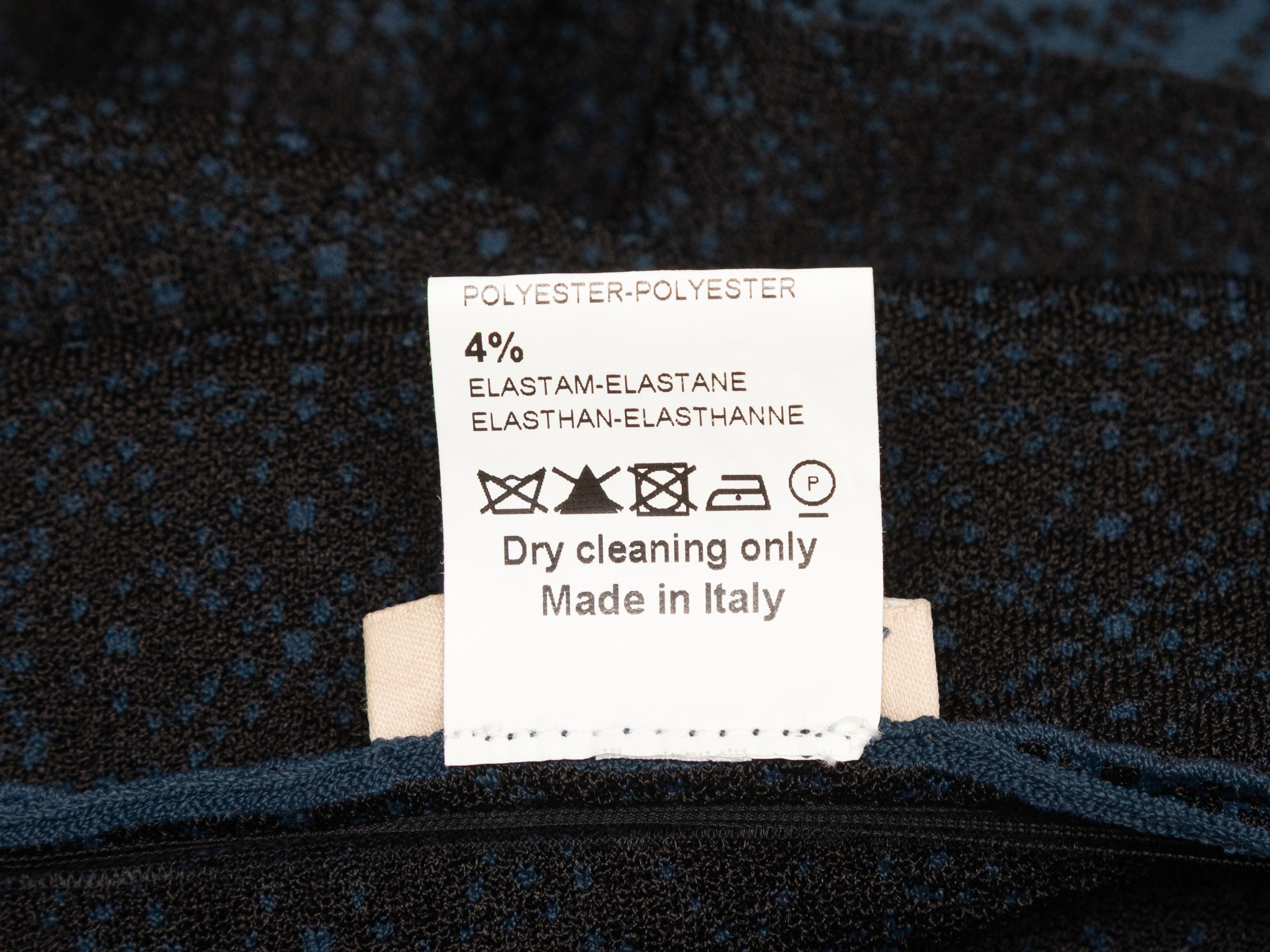 Marineblaues & Schwarzes Alaia Gemustertes Drei-Viertel-Ärmel Fit & Flare Kleid Größe FR 40 im Angebot 2