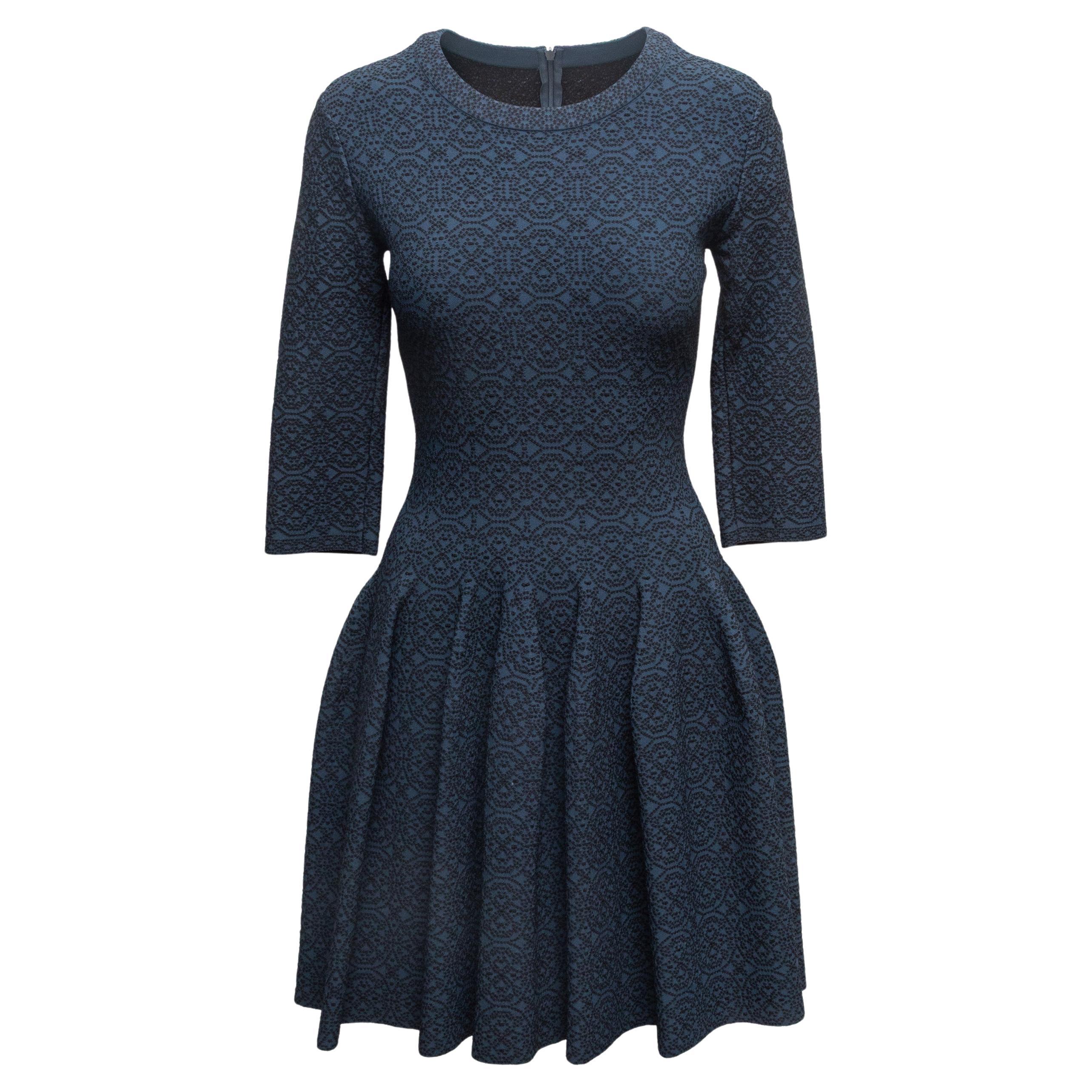 Navy
Black Alaia Patterned Three-Quarter Sleeve Fit
Flare Dress Size FR 40