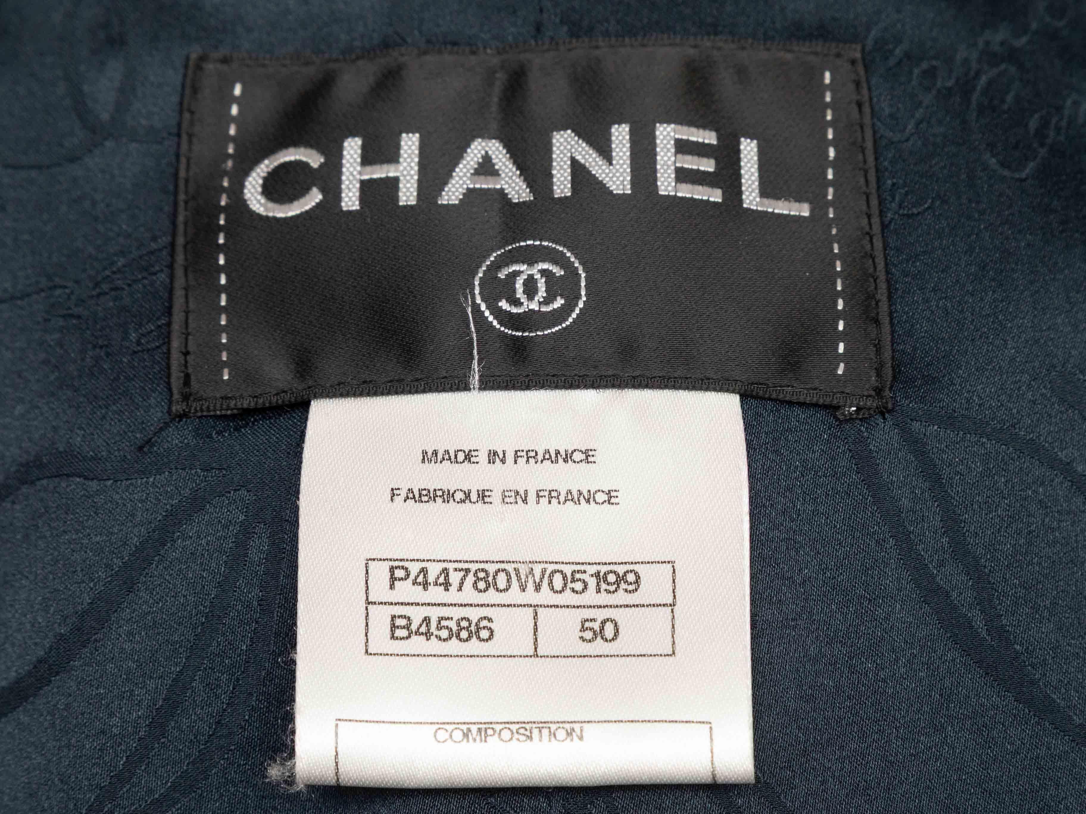 Women's Navy & Black Chanel Cotton Tweed Cargo Coat Size FR 50 For Sale