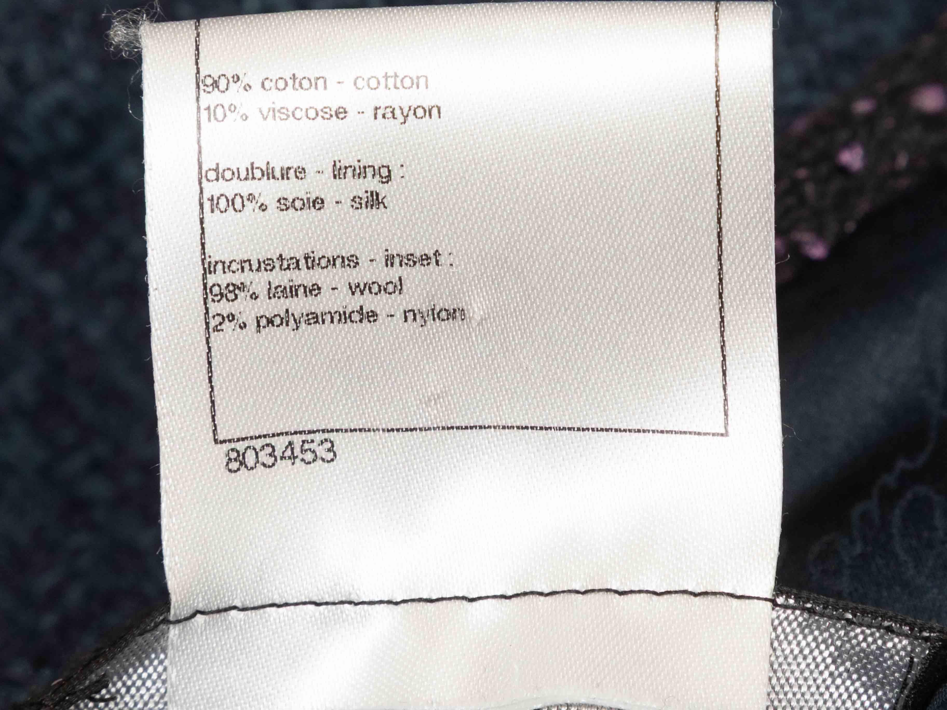 Navy & Black Chanel Cotton Tweed Cargo Coat Size FR 50 For Sale 1