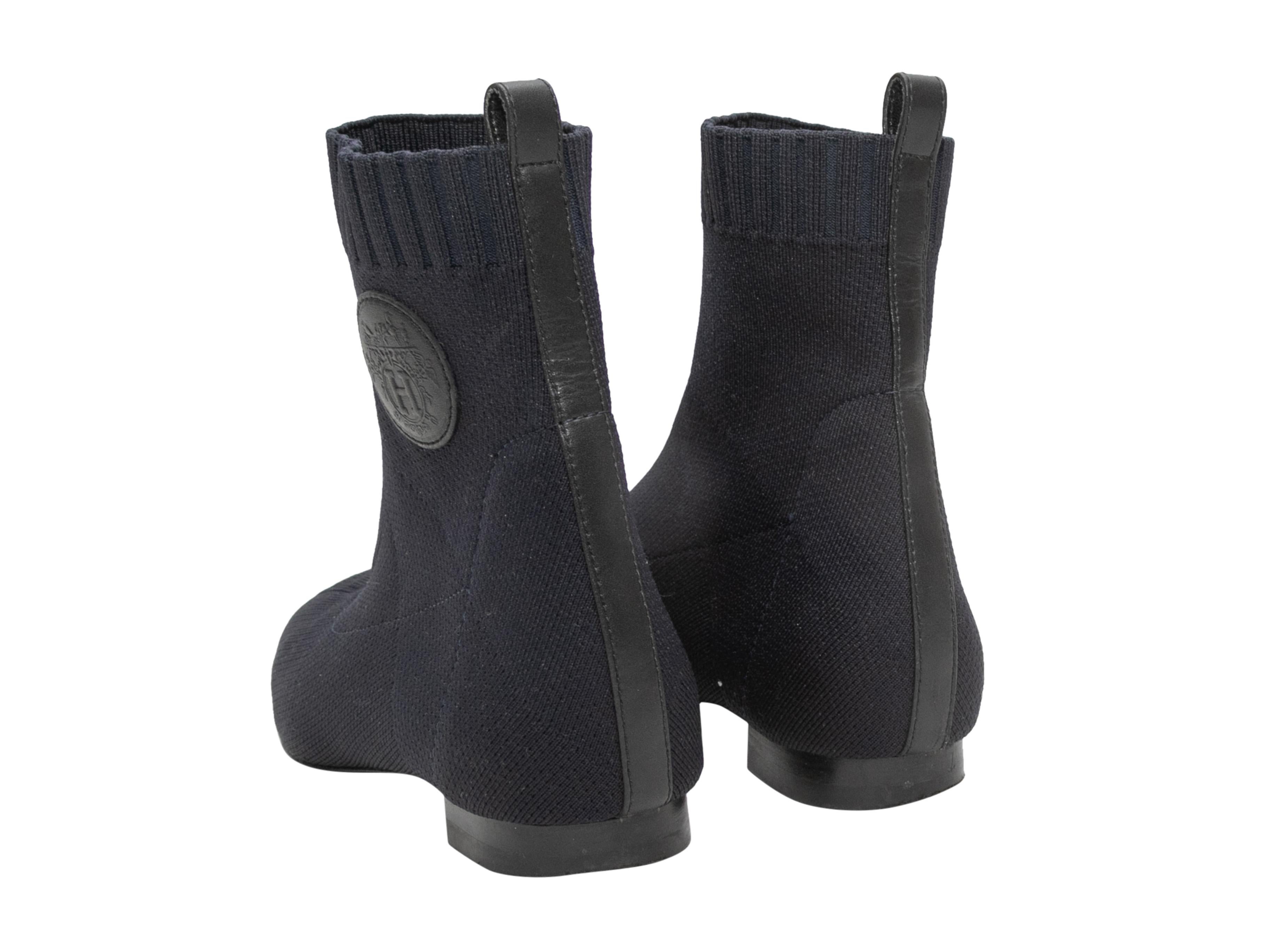 Women's Navy & Black Hermes Duo Sock Chelsea Boots Size 37