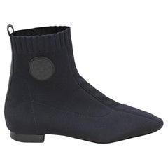 Navy & Black Hermes Duo Sock Chelsea Boots Size 37