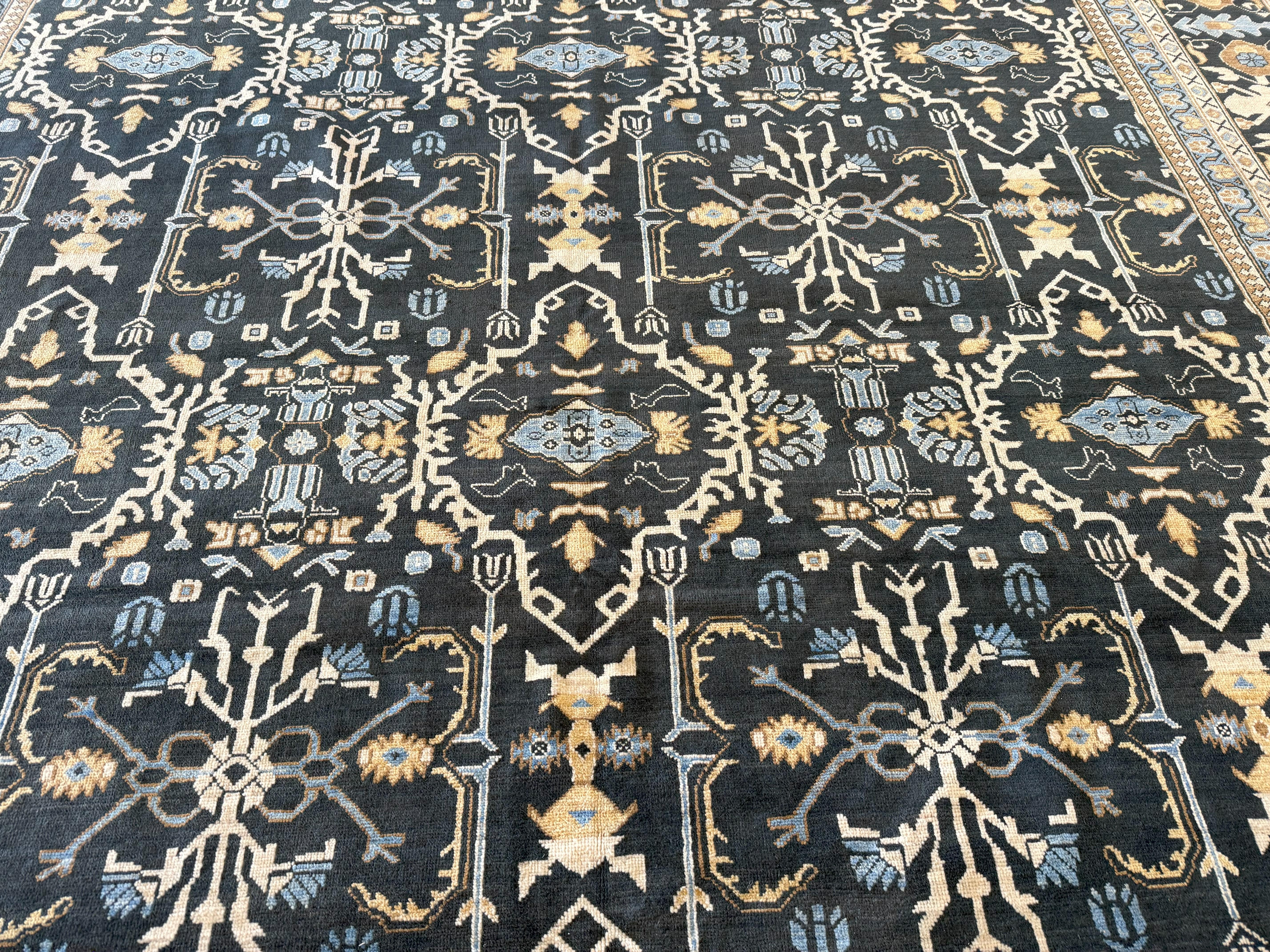 Navy Blue All-Over Traditional Design Pakistani Area Rug For Sale 1