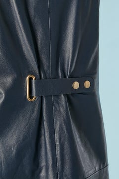 Navy blue and black leather shoulder sleeveless dress  TRU Trussardi NEW