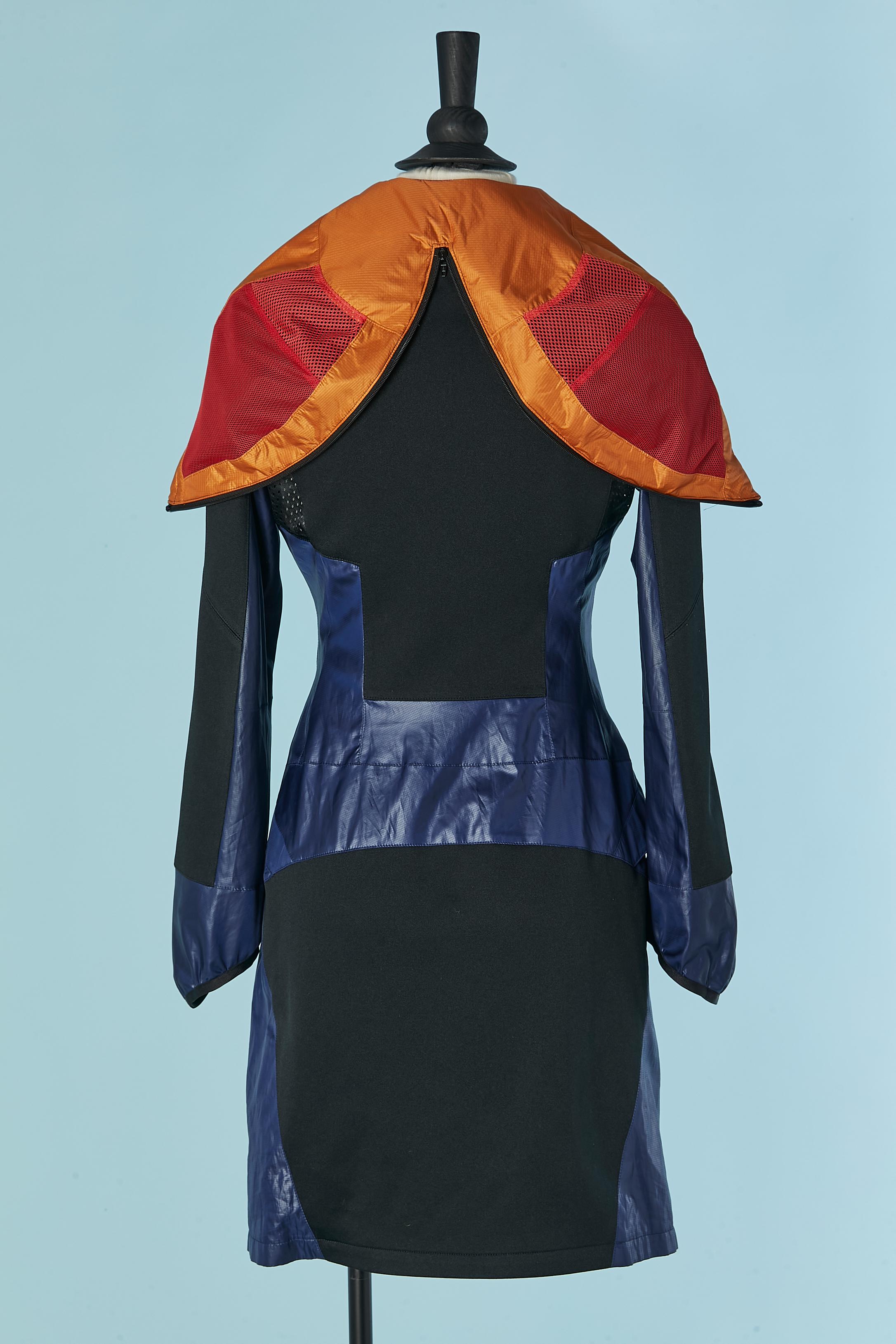 Parka tecnico blu navy e nero con cappuccio Junya Watanabe Comme des Garçons in vendita 4