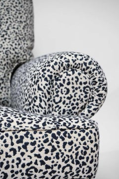 Navy blue and off white panther fabric sofa, 1960s.