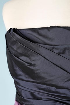 Navy blue and purple satin bustier dress Dolce & Gabbana