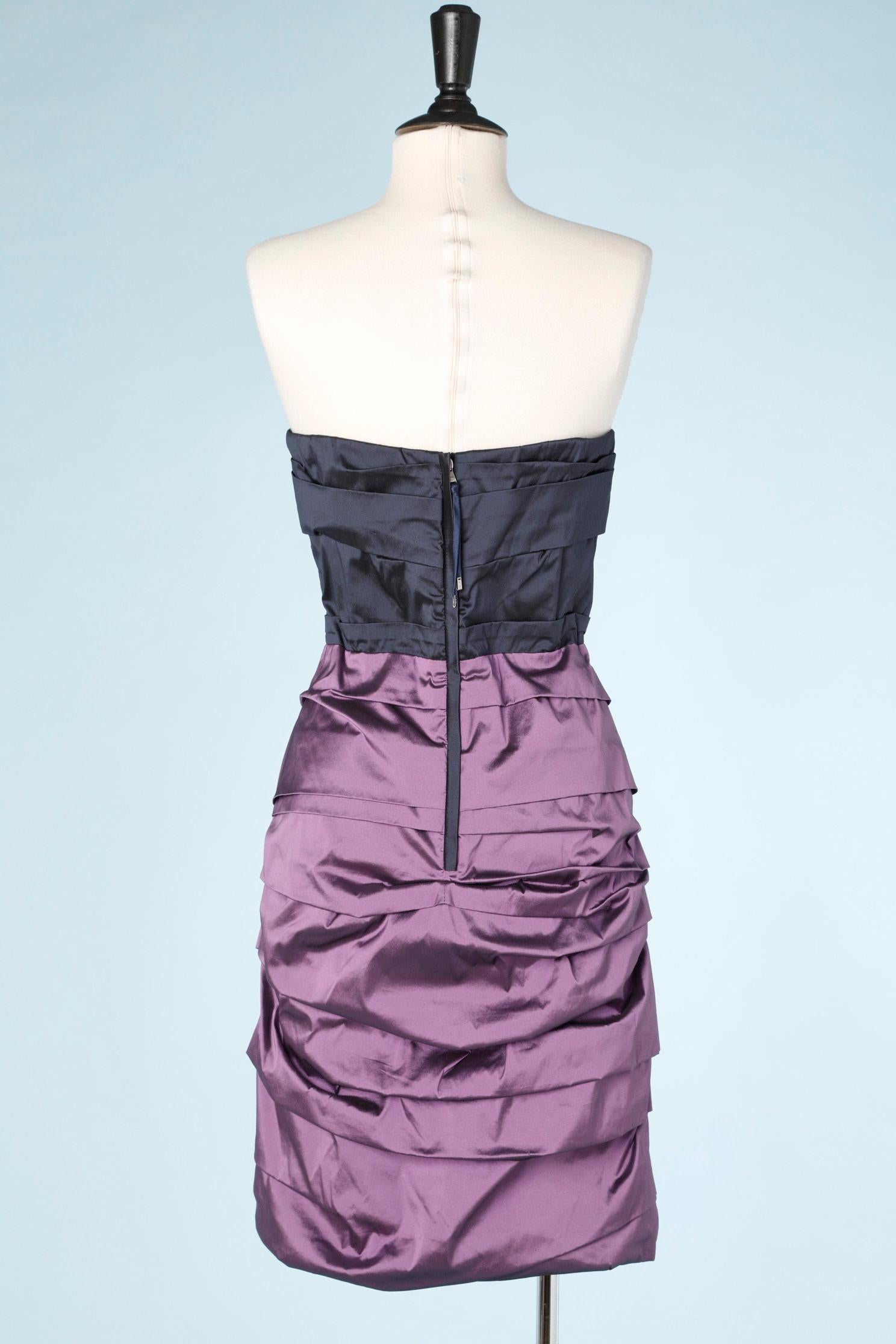 Gray Navy blue and purple satin bustier dress Dolce & Gabbana  For Sale