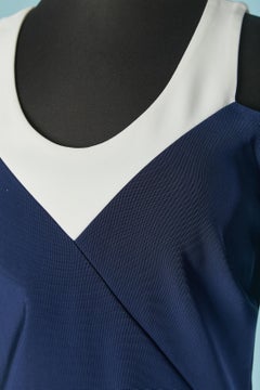Navy blue and white dress with opening on the shoulders MUGLER