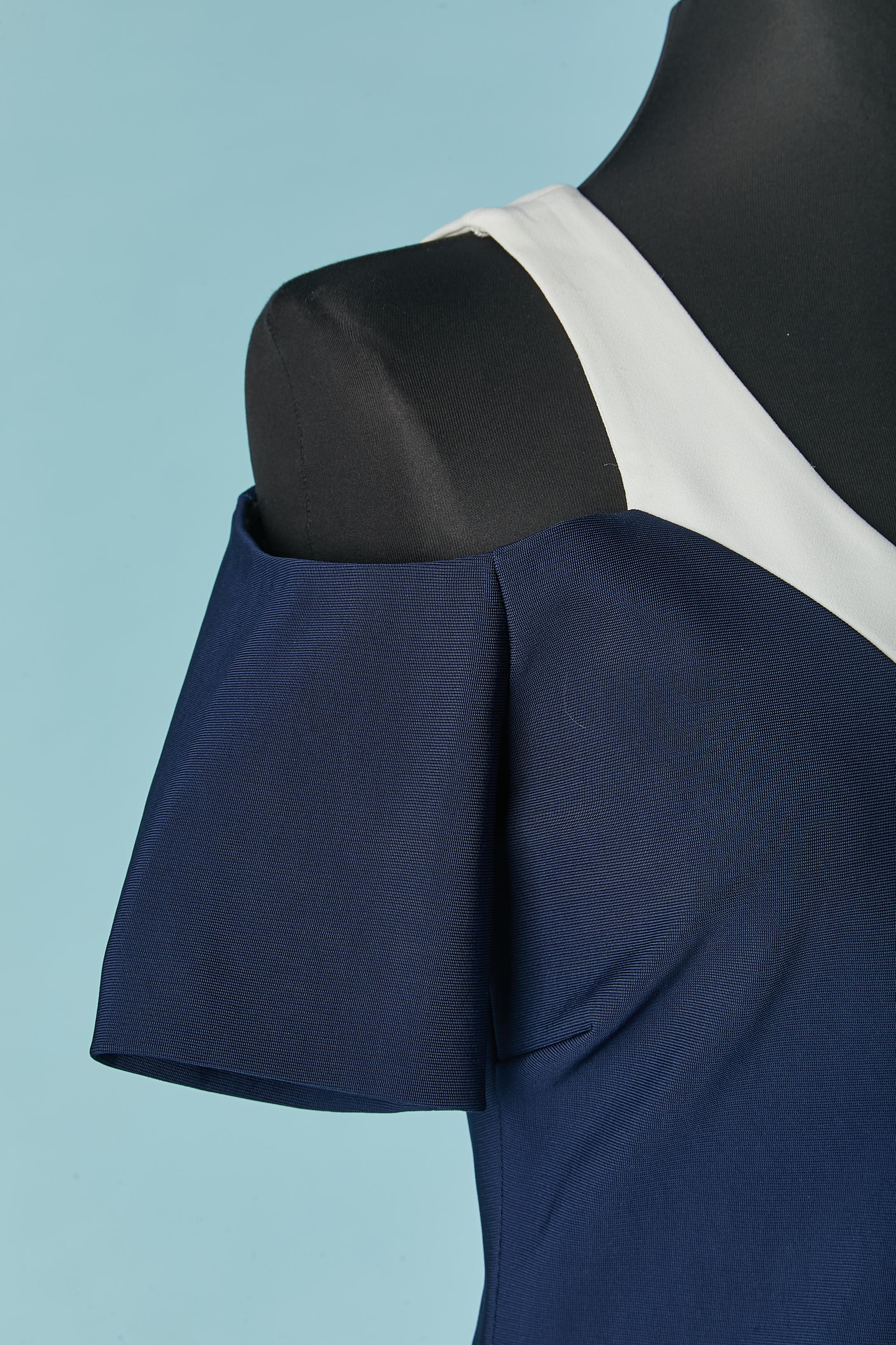 Black Navy blue and white dress with opening on the shoulders MUGLER For Sale