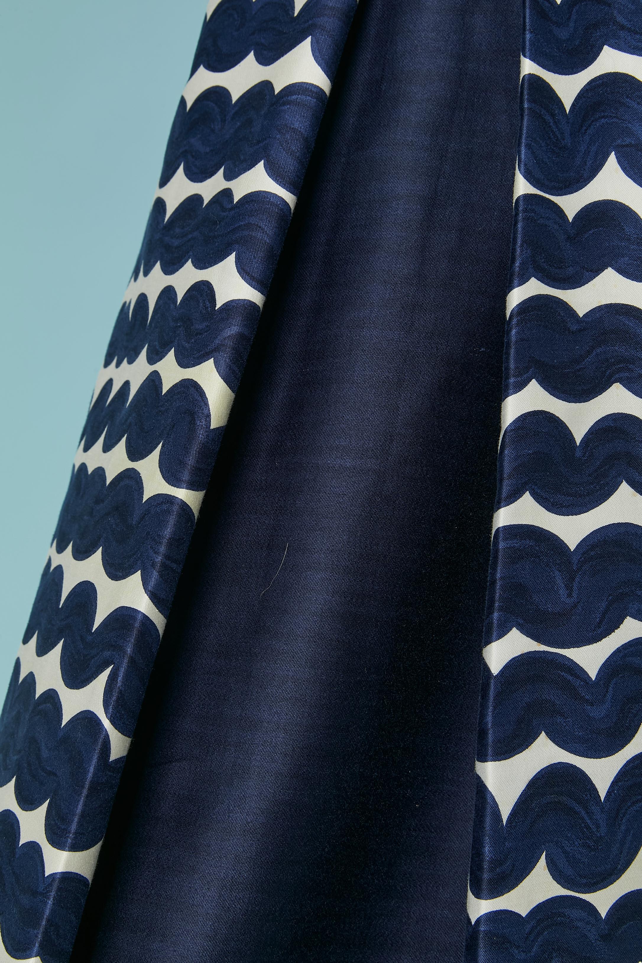 Women's Navy blue and white printed sleeveless evening dress Courrèges Paris For Sale