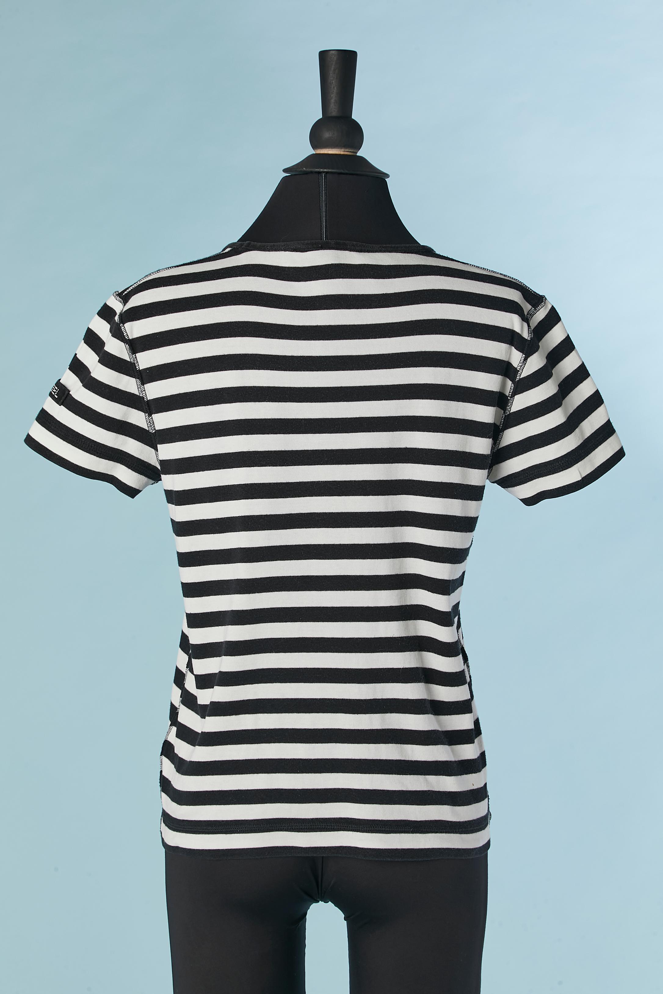 Women's Navy blue and white striped cotton tee-shirt Sonia Rykiel For Sale