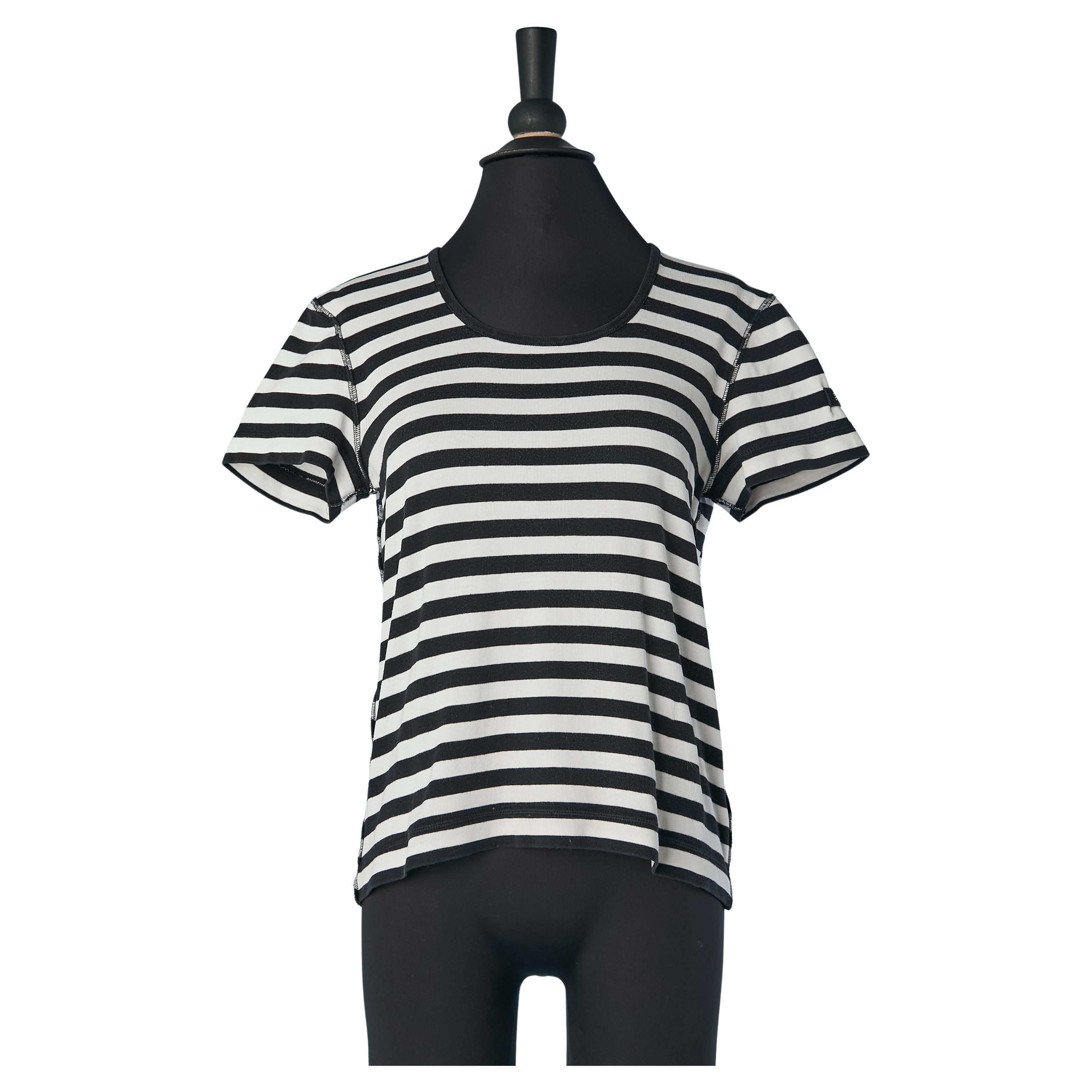 Navy blue and white striped cotton tee-shirt Sonia Rykiel For Sale