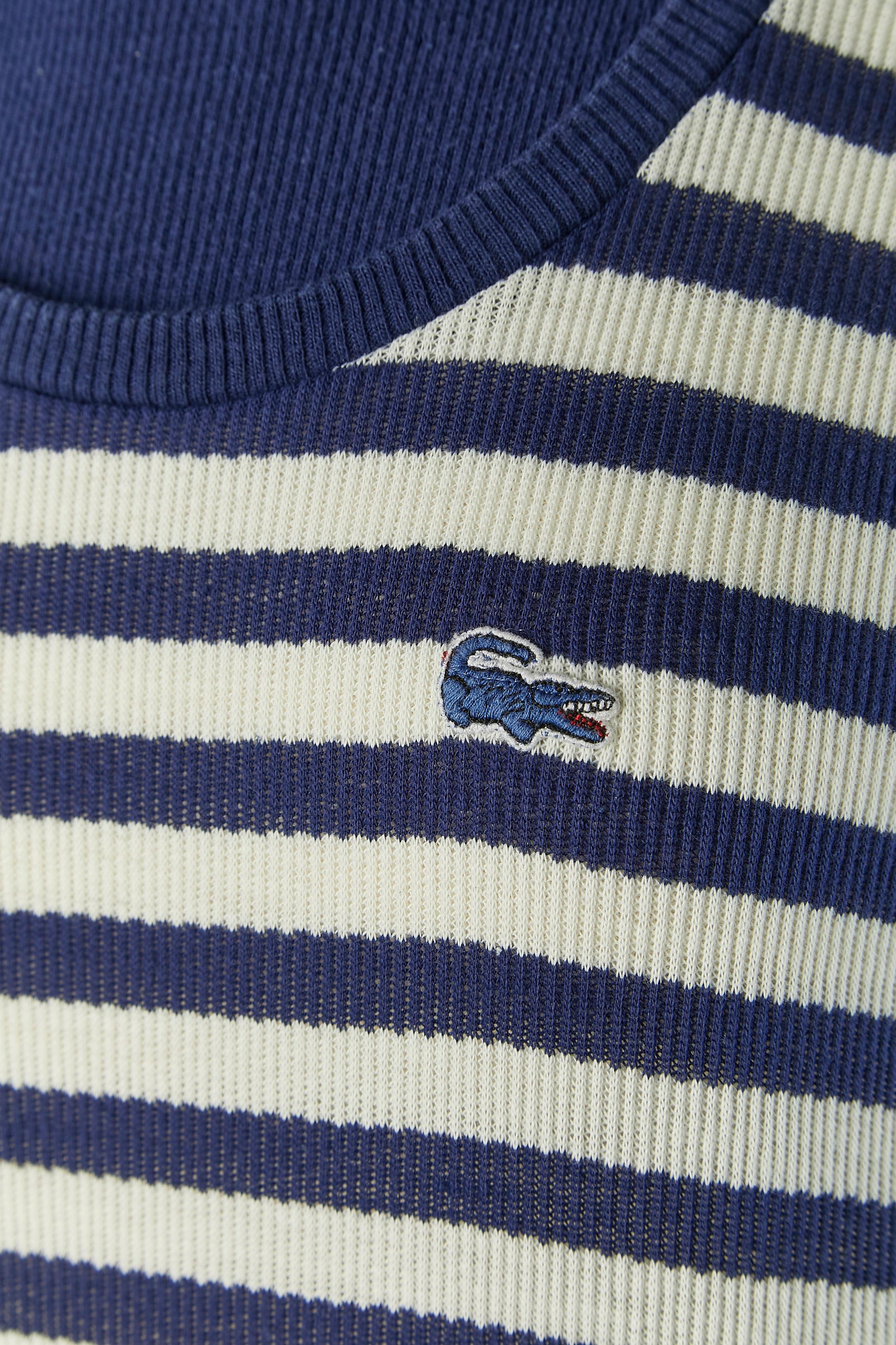 Nero Maglione a righe bianche e blu LACOSTE in vendita