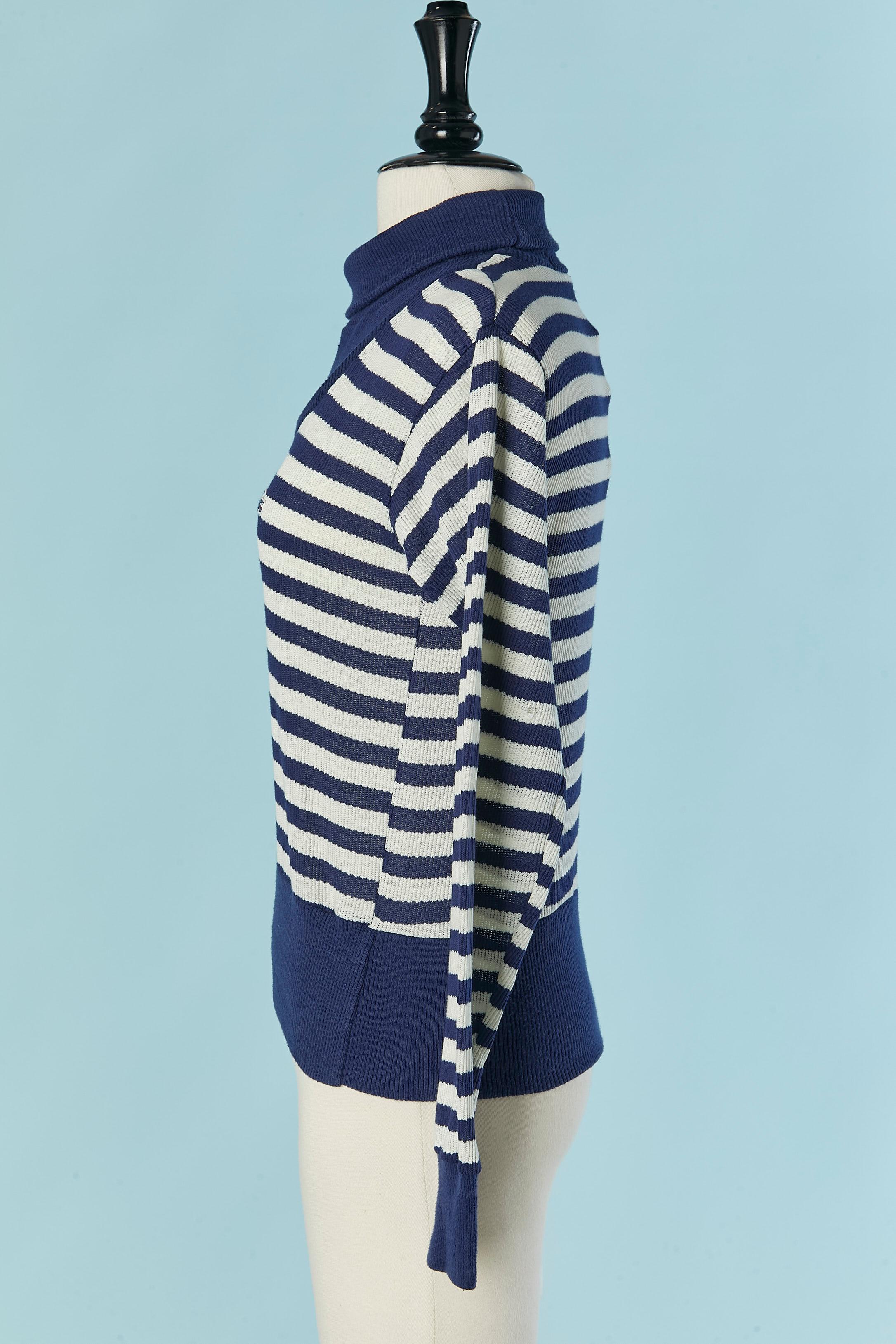 Maglione a righe bianche e blu LACOSTE In condizioni ottime in vendita a Saint-Ouen-Sur-Seine, FR