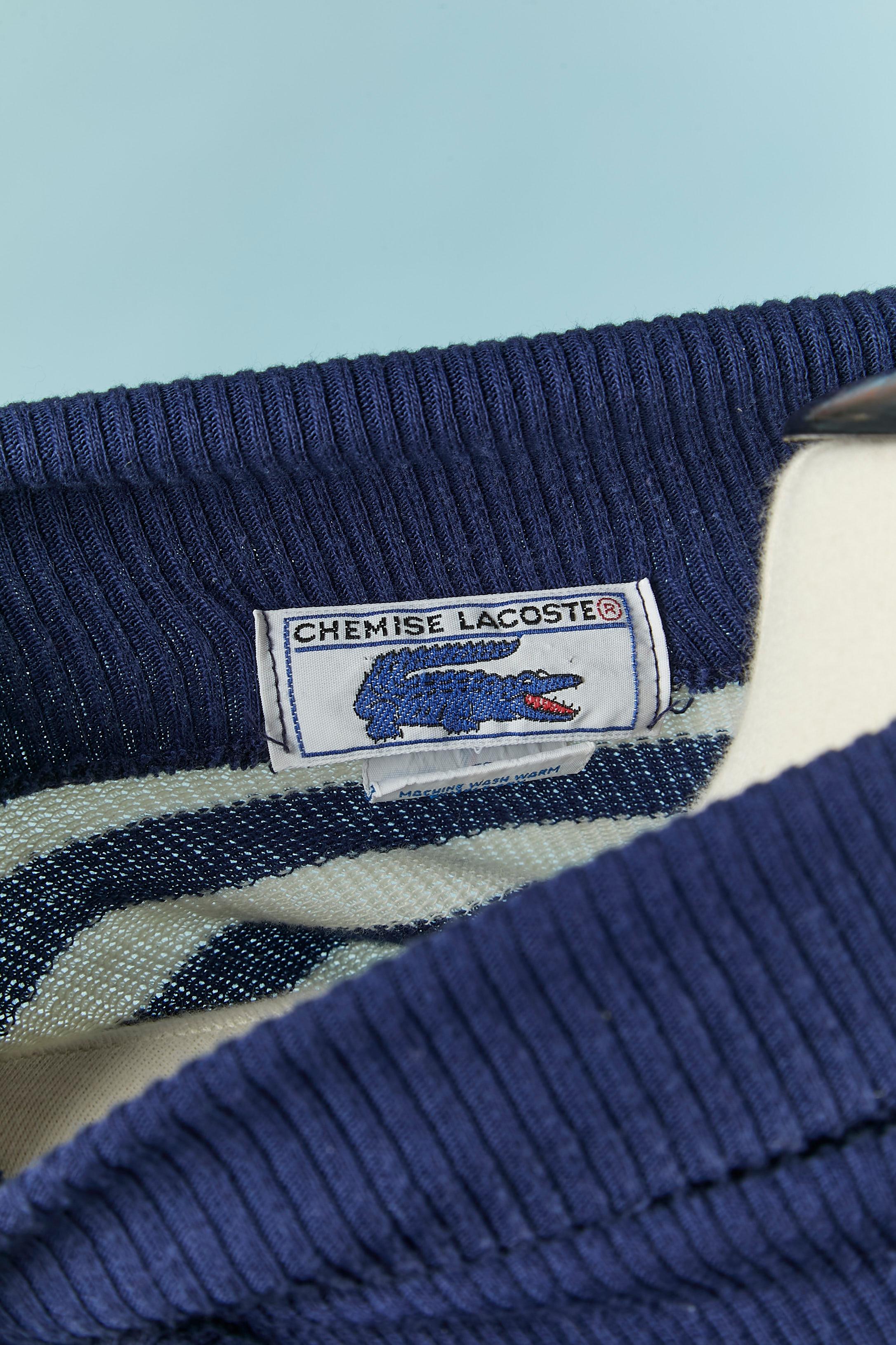 Maglione a righe bianche e blu LACOSTE in vendita 1