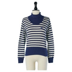 Maglione a righe bianche e blu LACOSTE