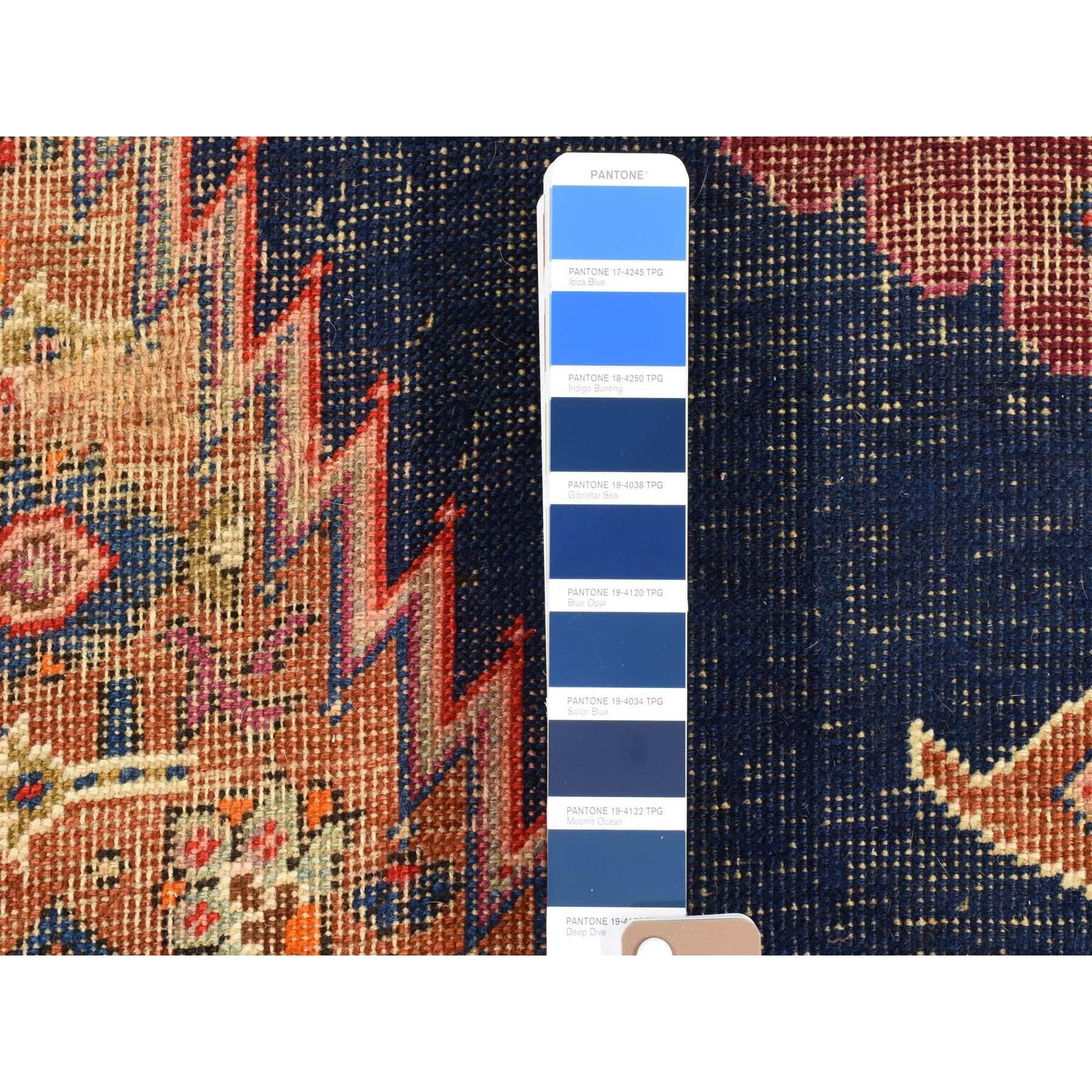 Hand-Knotted Navy Blue, Antique Northwest Persian, Pure Wool Hand Knotted Distressed Rug For Sale