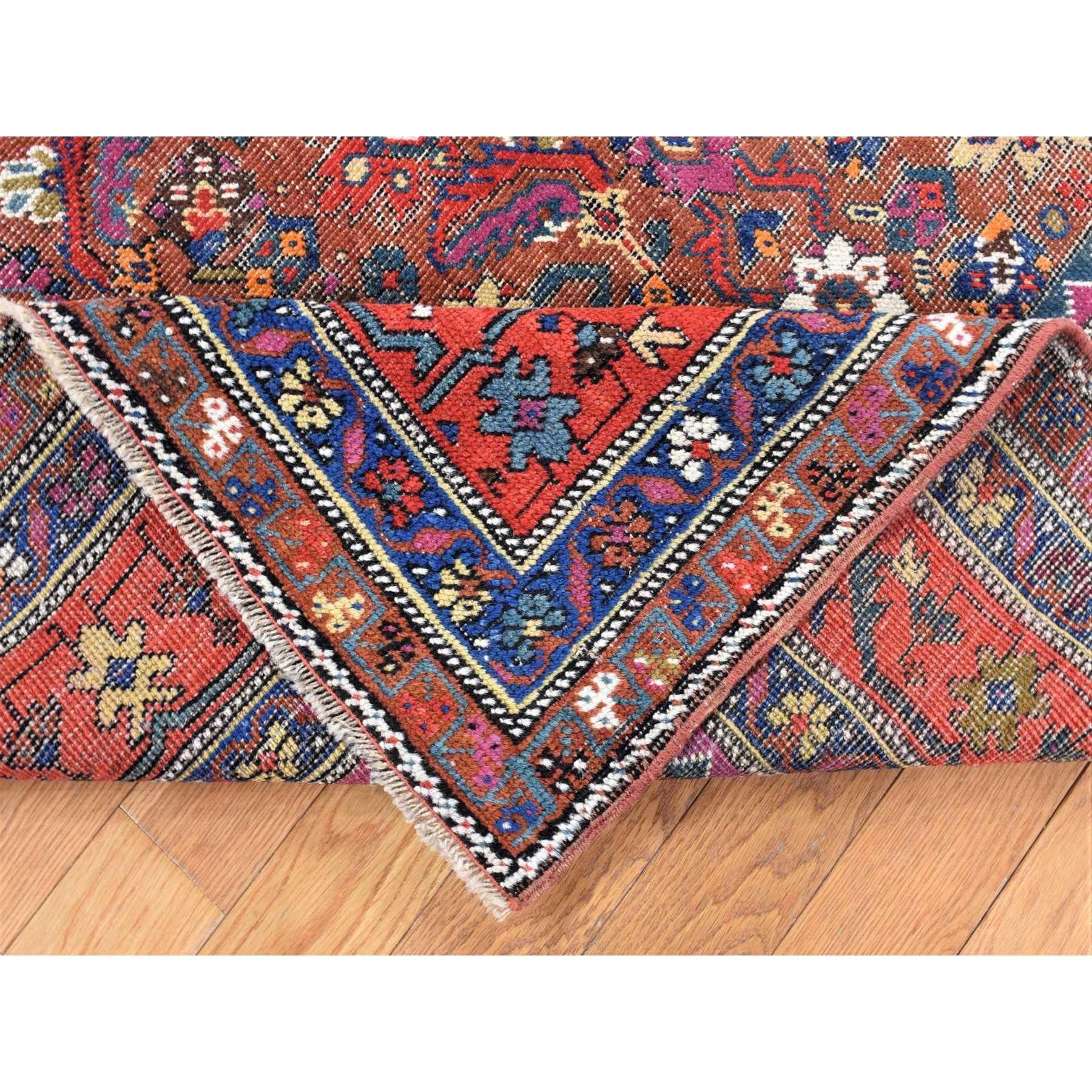 Early 20th Century Navy Blue, Antique Northwest Persian, Pure Wool Hand Knotted Distressed Rug For Sale