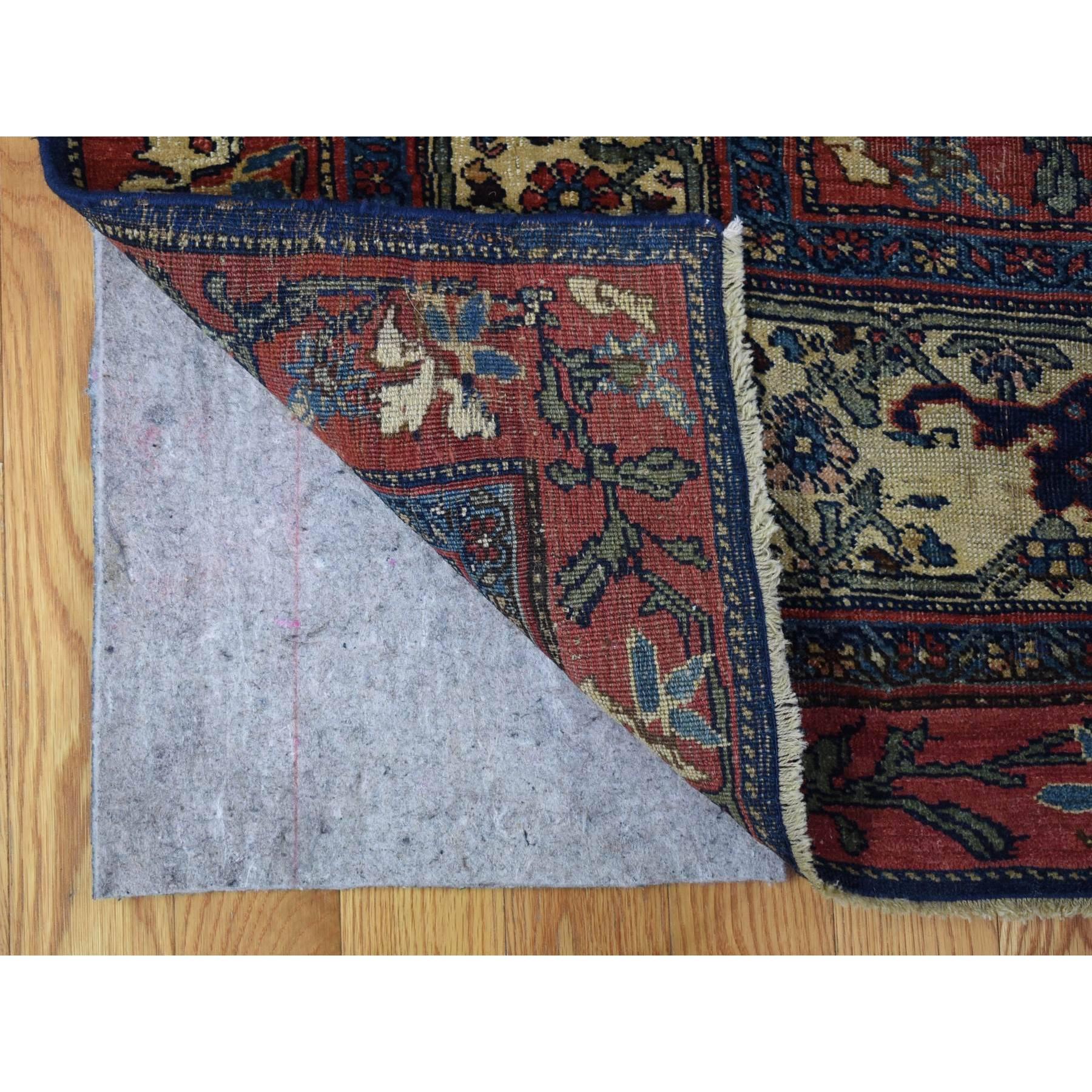 Hand-Knotted Navy Blue, Antique Persian Bijar, Even Wear, Hand Knotted, Oversized Wool Rug For Sale