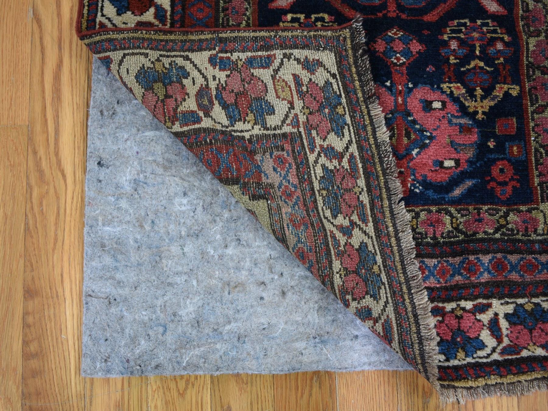 Medieval Navy Blue Antique Persian XL Runner Hand Knotted Oriental Rug, 3'0