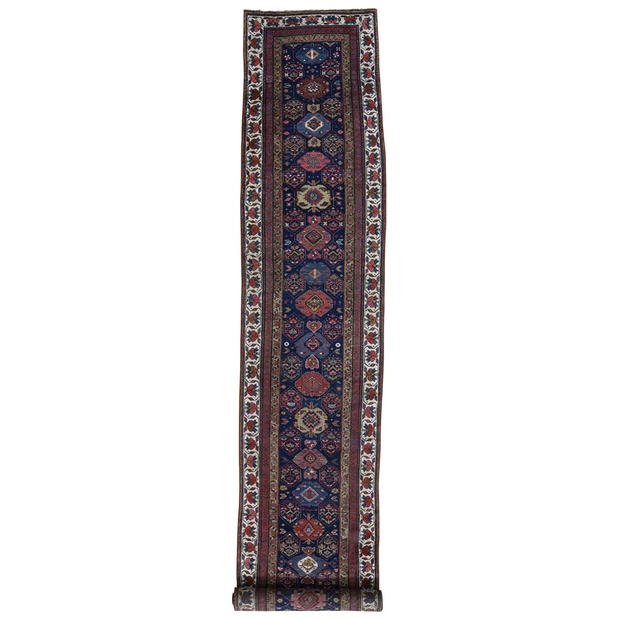 Navy Blue Antique Persian XL Runner Hand Knotted Oriental Rug, 3'0" x 18'8"