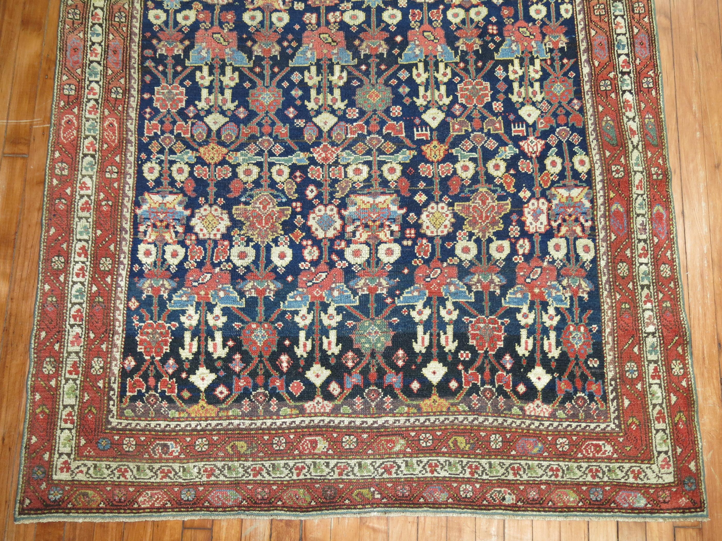 20ième siècle Tapis persan ancien Malayer bleu marine en vente