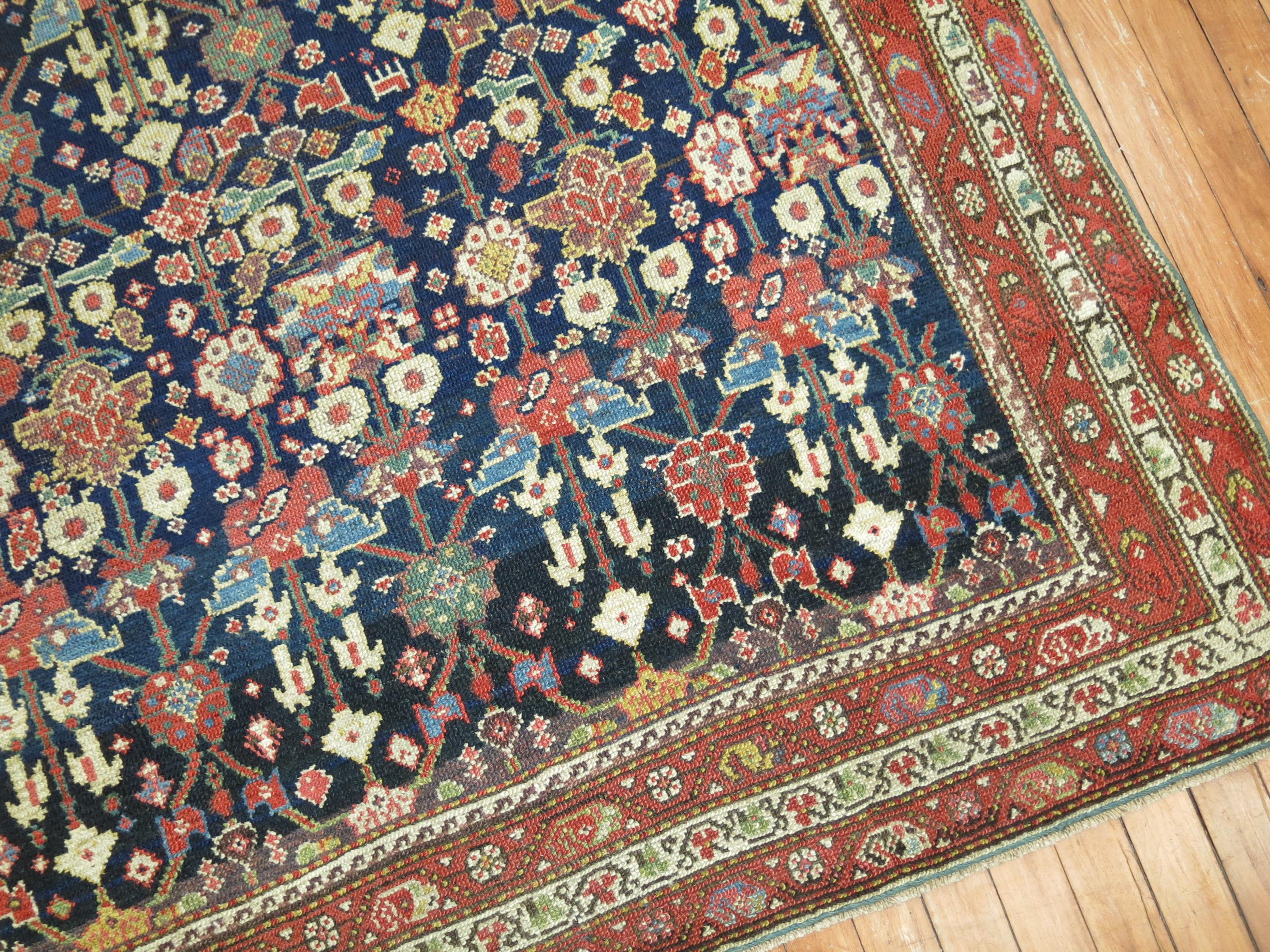 Navy Blue Antique Persian Malayer Rug For Sale 1