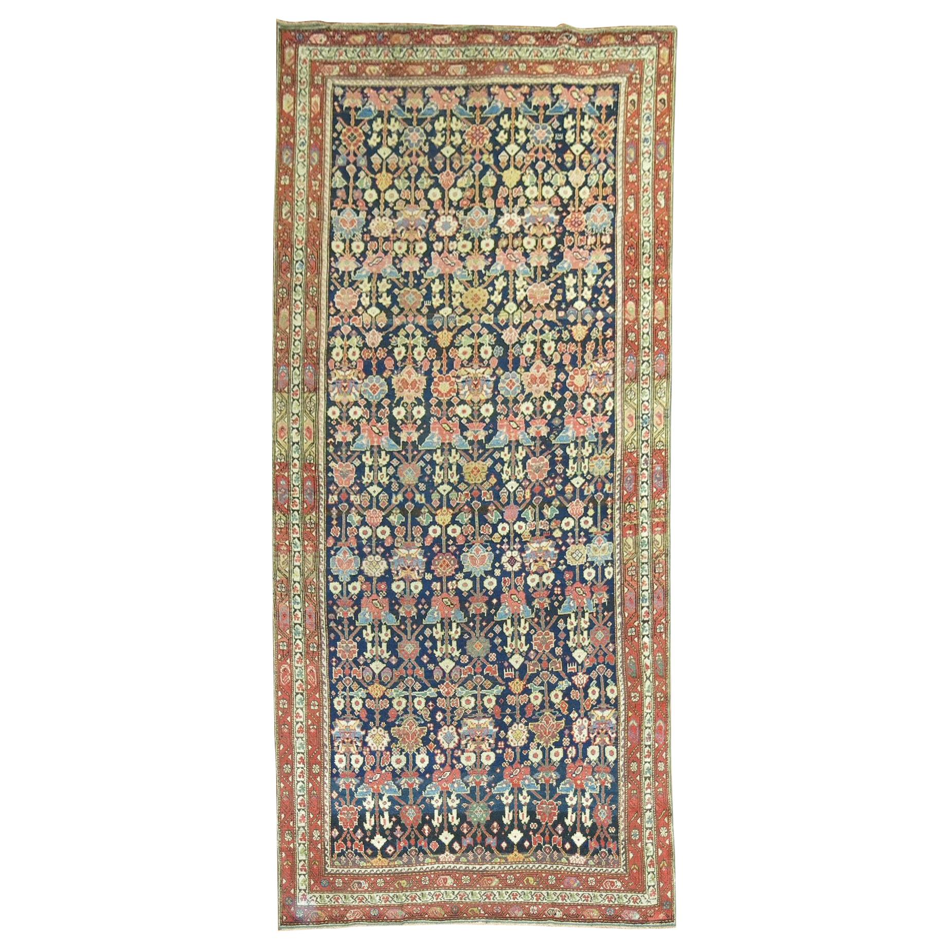 Tapis persan ancien Malayer bleu marine