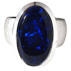 Marineblauer australischer Opalring aus Silber mit Marineblauem Statement-Geschenk für Freund zum anniversary