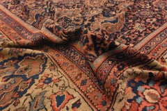 Navy Blue Background Large Antique Persian Sultanabad Rug. 12 ft 2 in x 18 ft