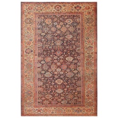 Navy Blue Background Large Antique Persian Sultanabad Rug. 12 ft 2 in x 18 ft