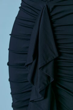 Navy blue backless mini dress with gather and drape ALEXANDRE VAUTHIER