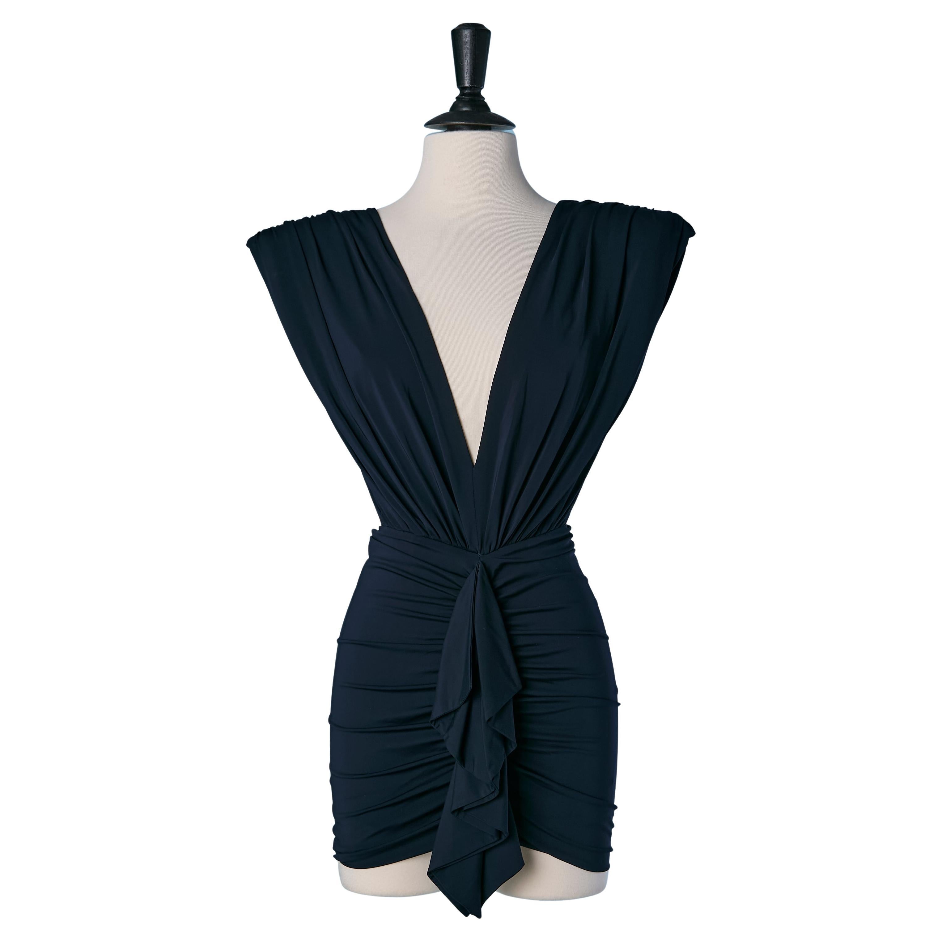 Mini robe dos nu bleu marine avec fronces et drapés ALEXANDRE VAUTHIER en vente