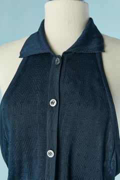 Navy blue backless rayon knit dress ANGELO TARLAZZI