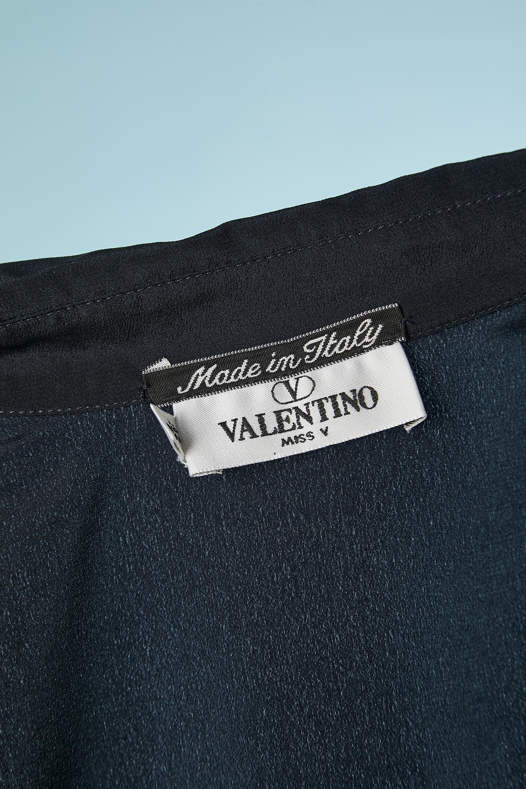 Marineblaue Bluse mit durchbrochener Spitzeneinsatz von Valentino Miss V  im Angebot 2