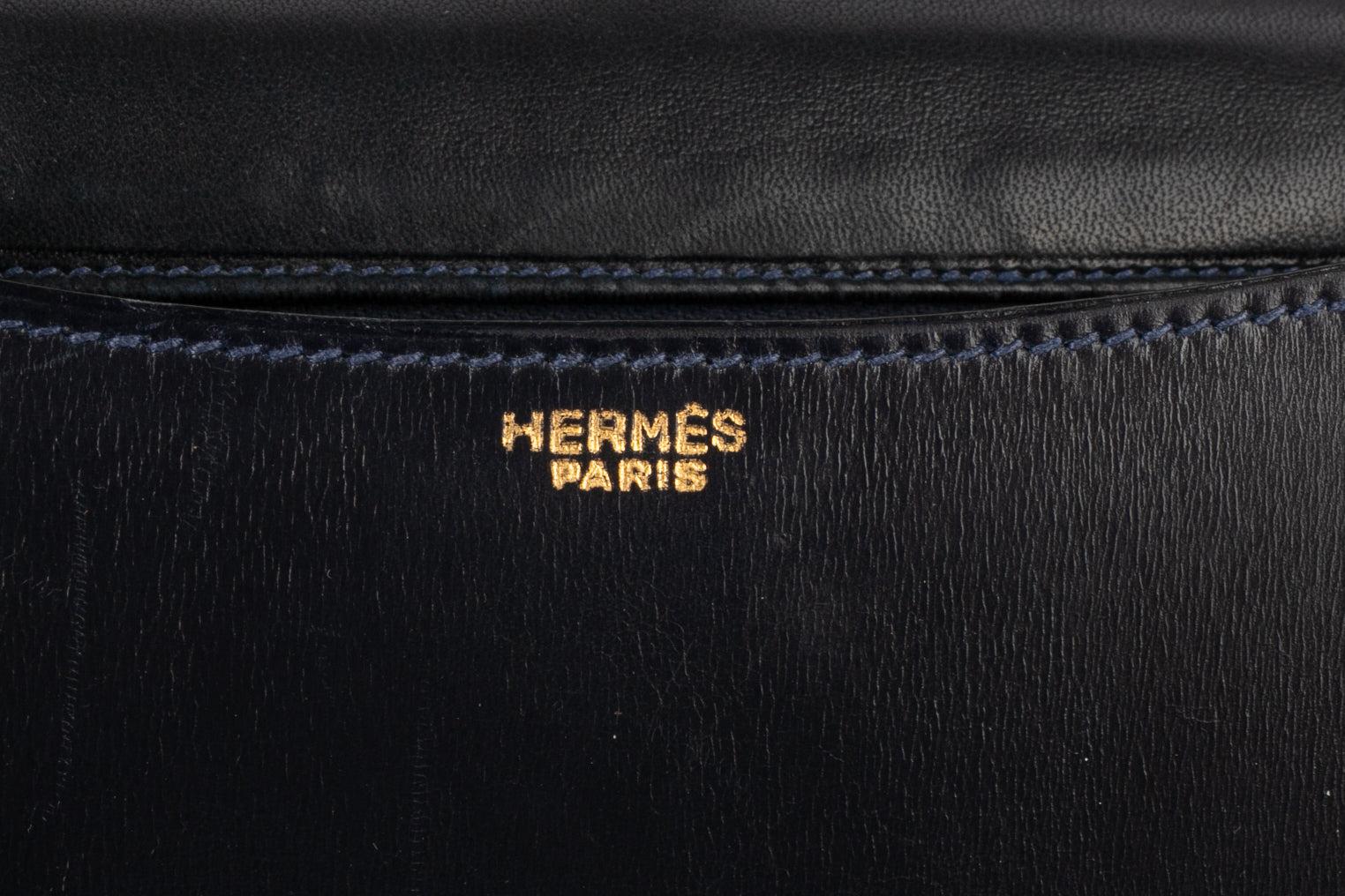 Hermes Navy Blue Box Leather Constance Bag 5