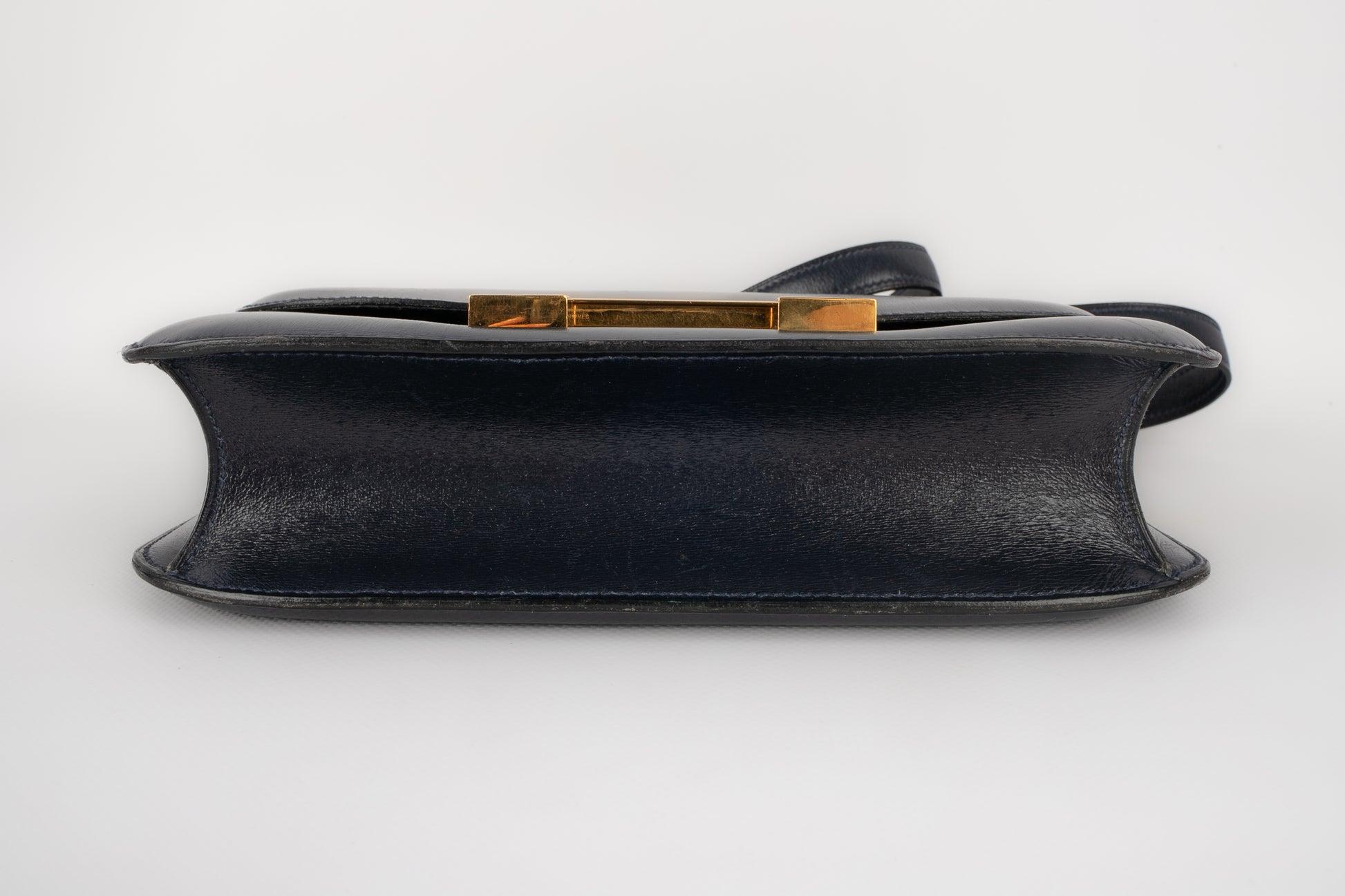 Hermes Navy Blue Box Leather Constance Bag 1