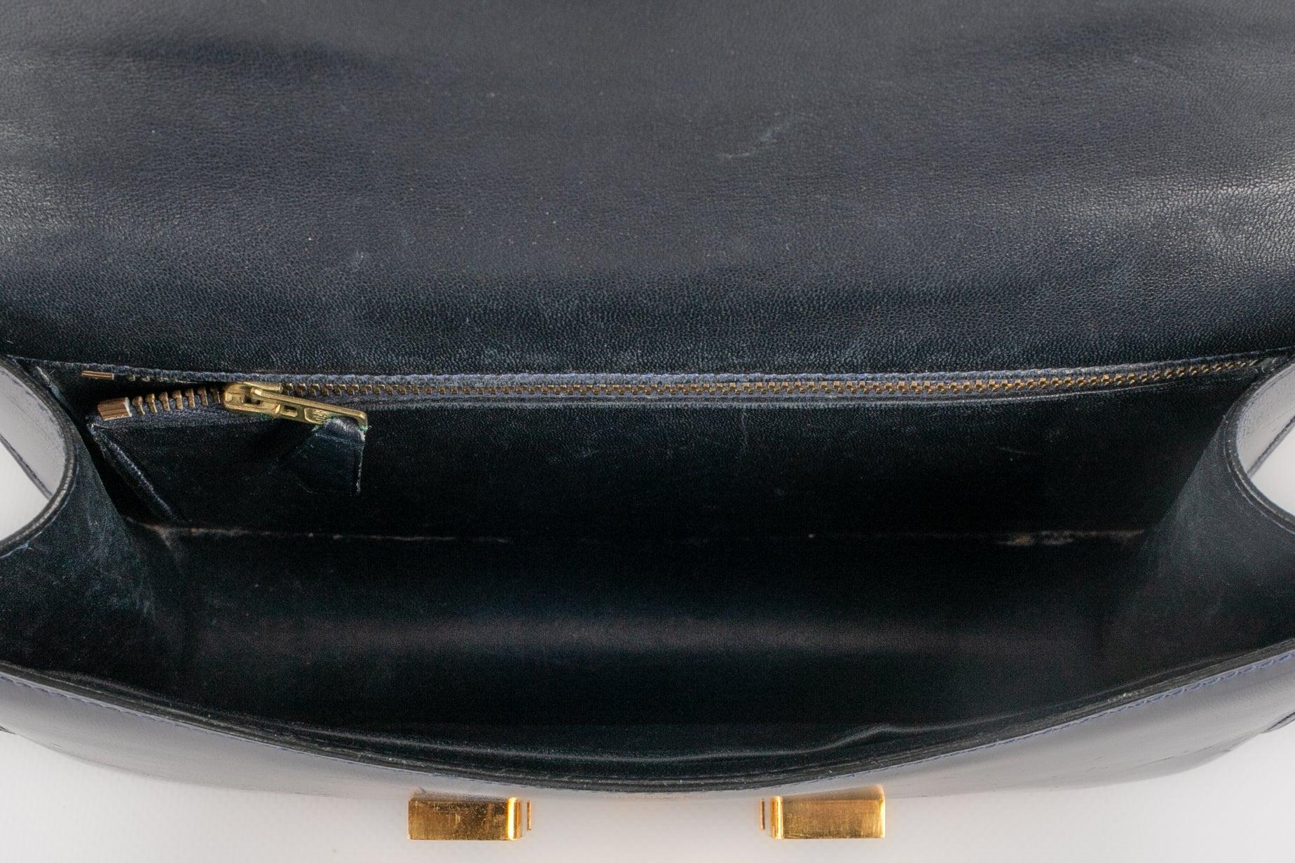 Hermes Navy Blue Box Leather Constance Bag 3