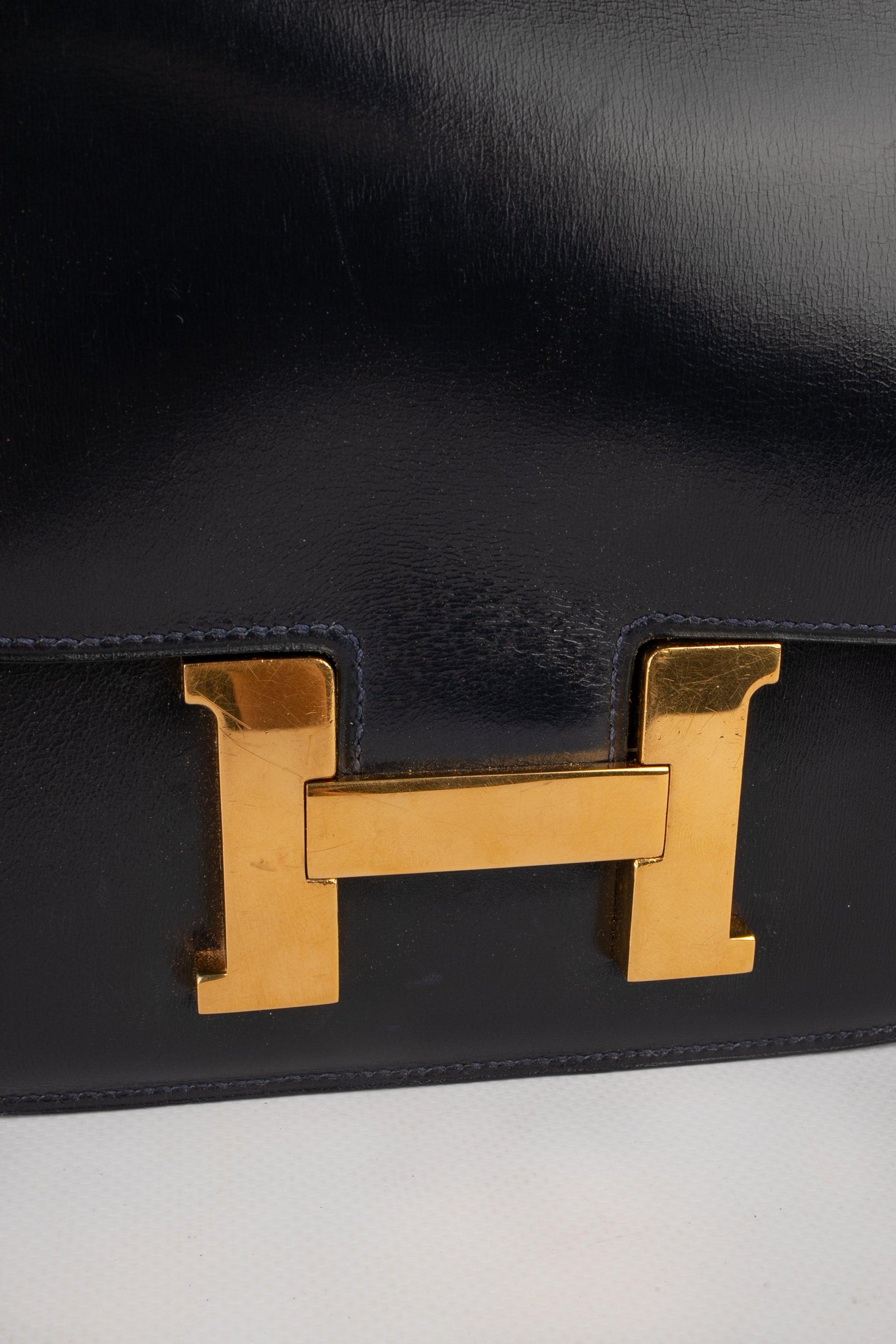 Hermes Navy Blue Box Leather Constance Bag 4