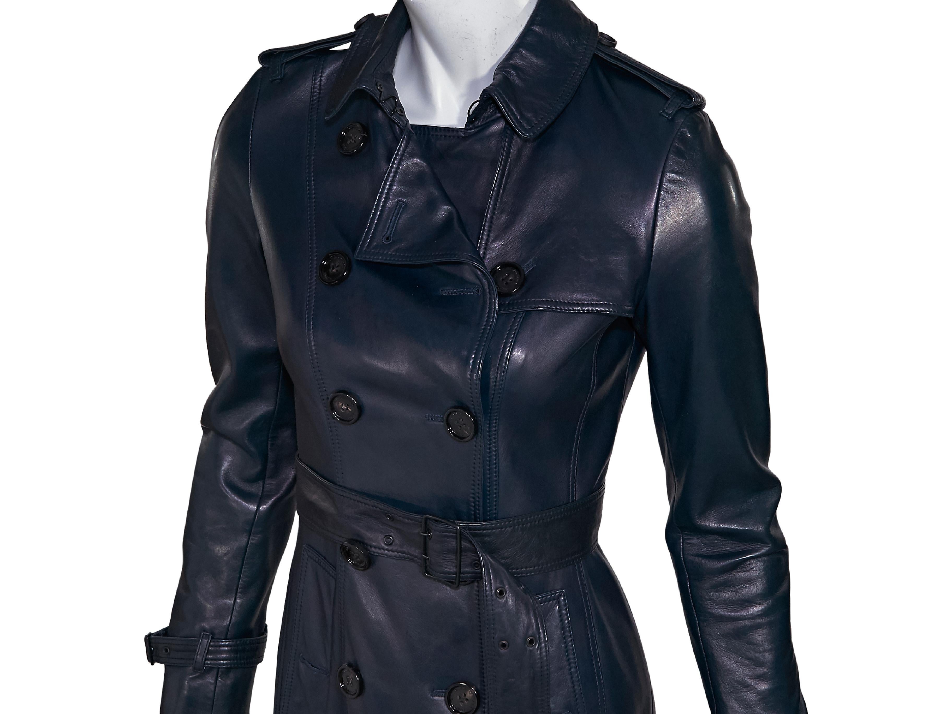 burberry leather coat navy