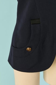 Bustier azul marino con adornos de botones metálicos dorados de Saint Laurent Rive Gauche