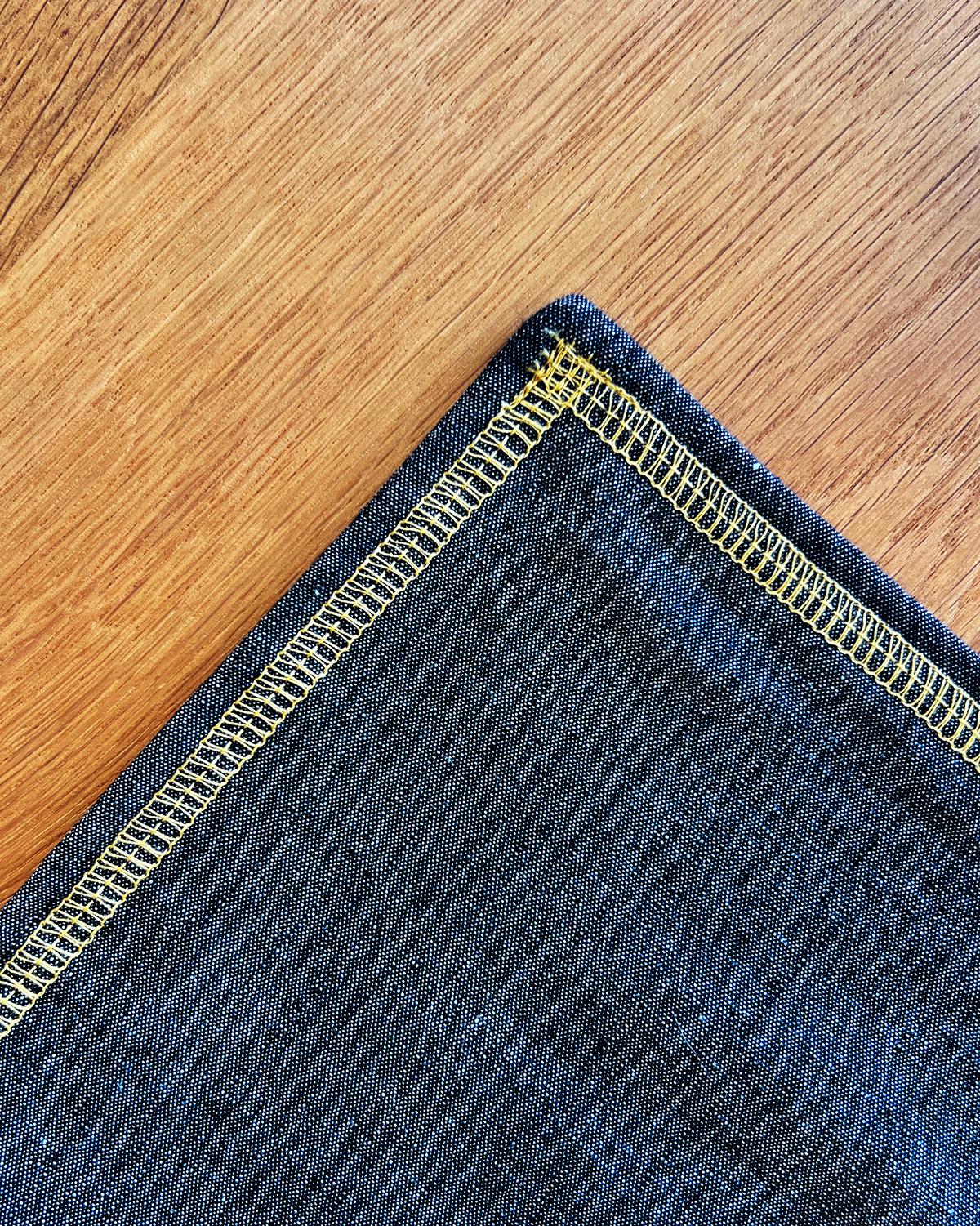 Organic Modern Navy Blue Chambray Cotton Placemat - Set of 2 For Sale