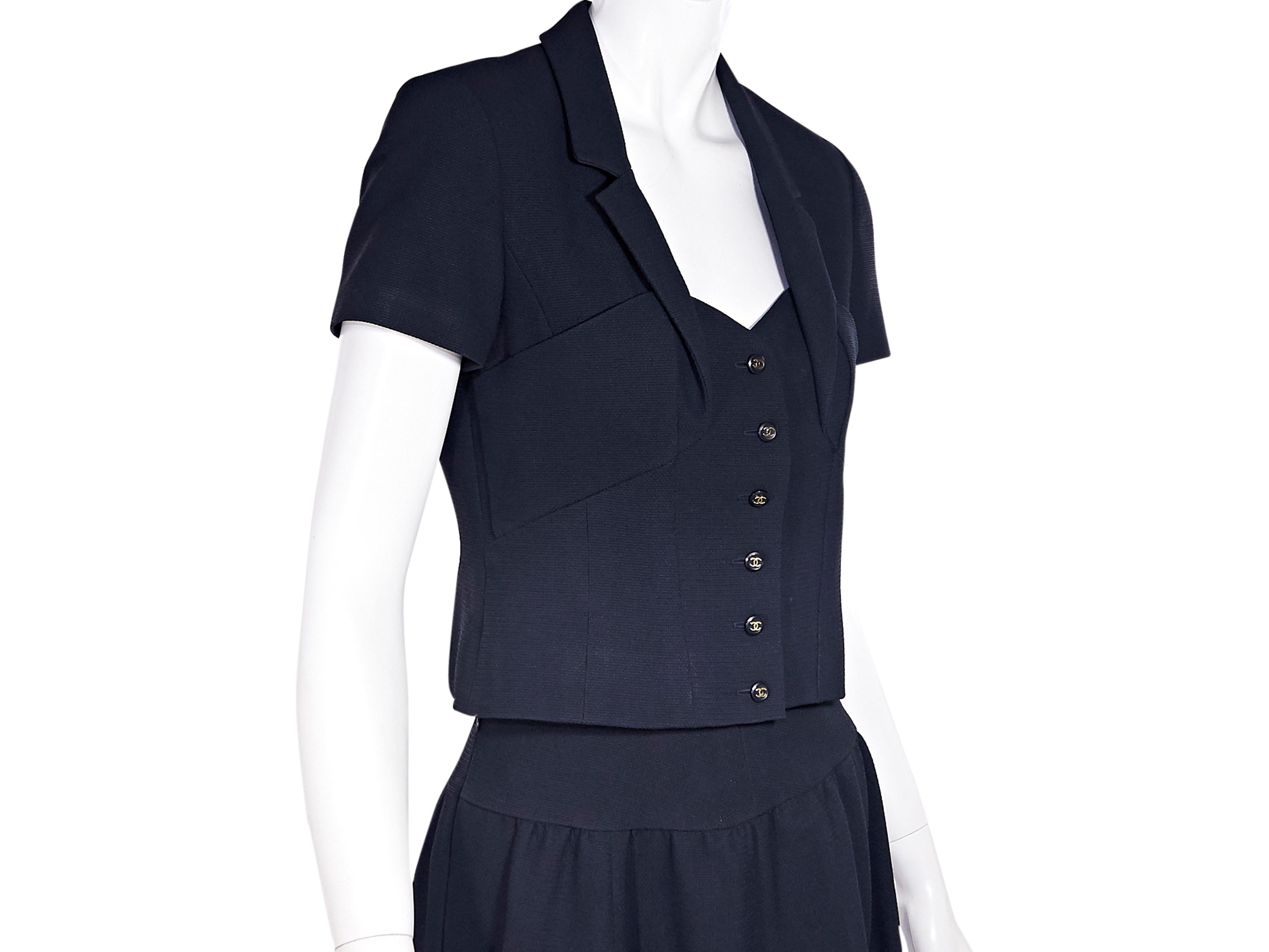 Chanel Navy Blue Skirt Suit Set In Good Condition In New York, NY