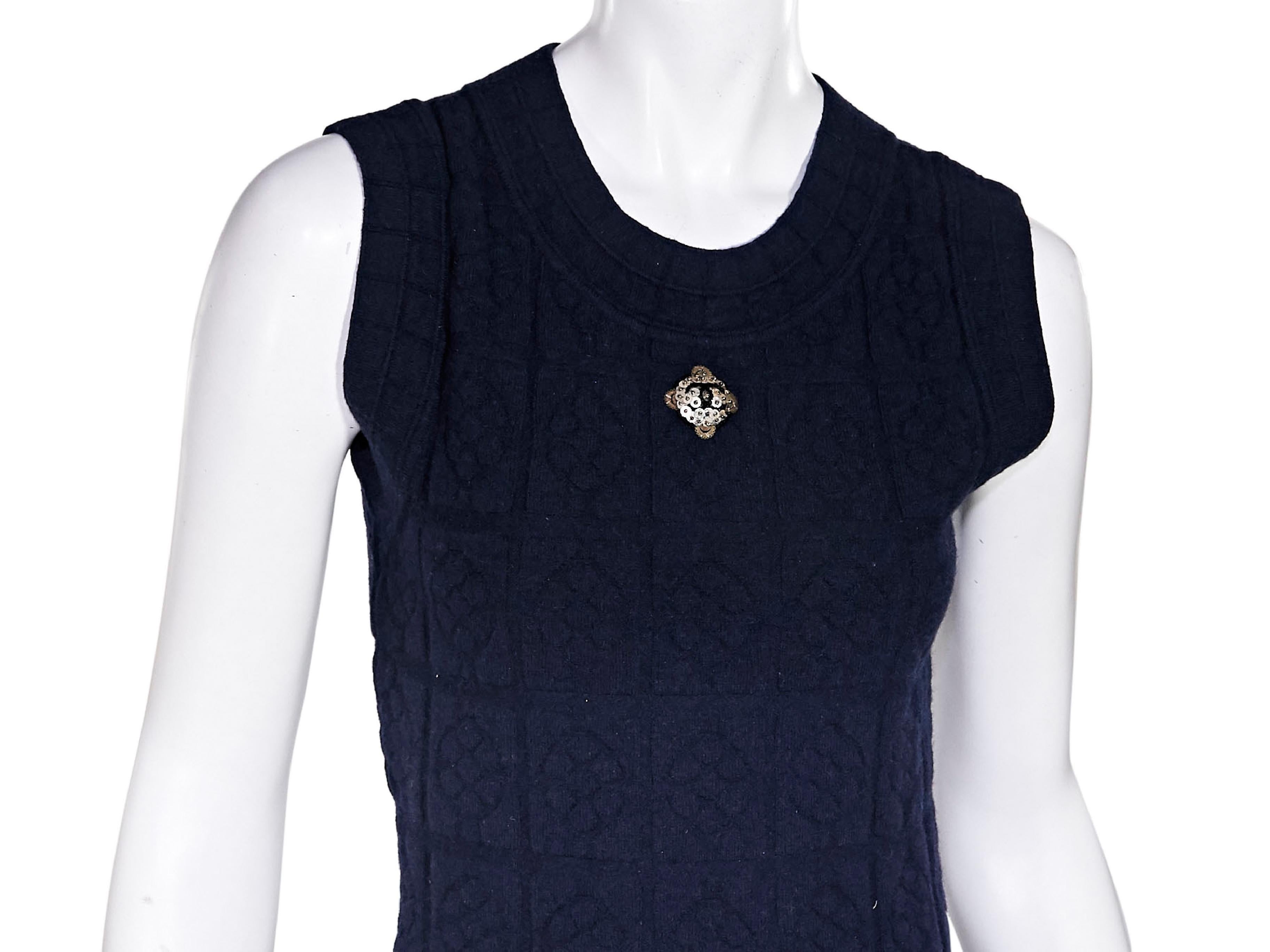 Navy Blue Chanel Sleeveless Knit Dress In Good Condition In New York, NY
