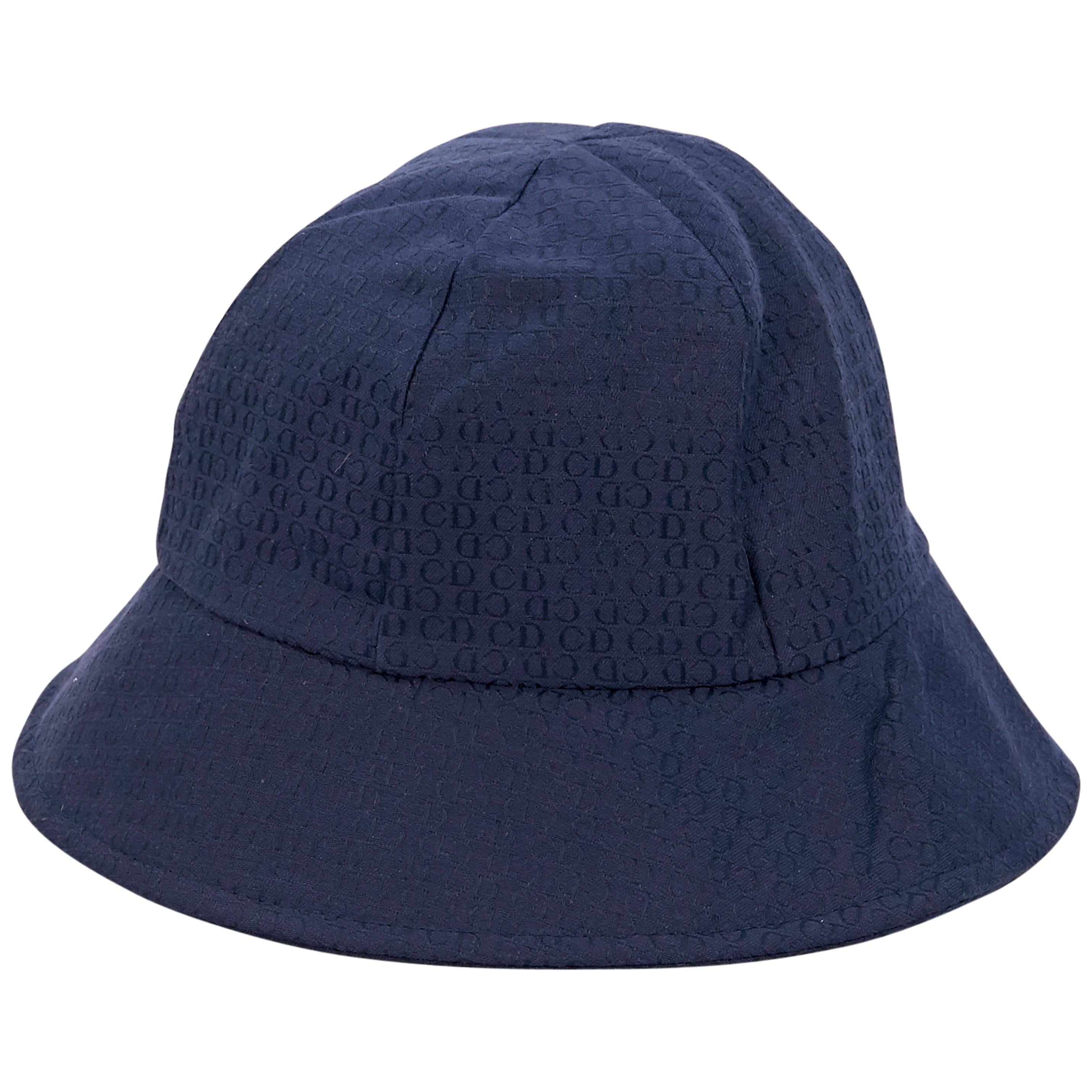 Navy Blue Christian Dior Logo Bucket Hat